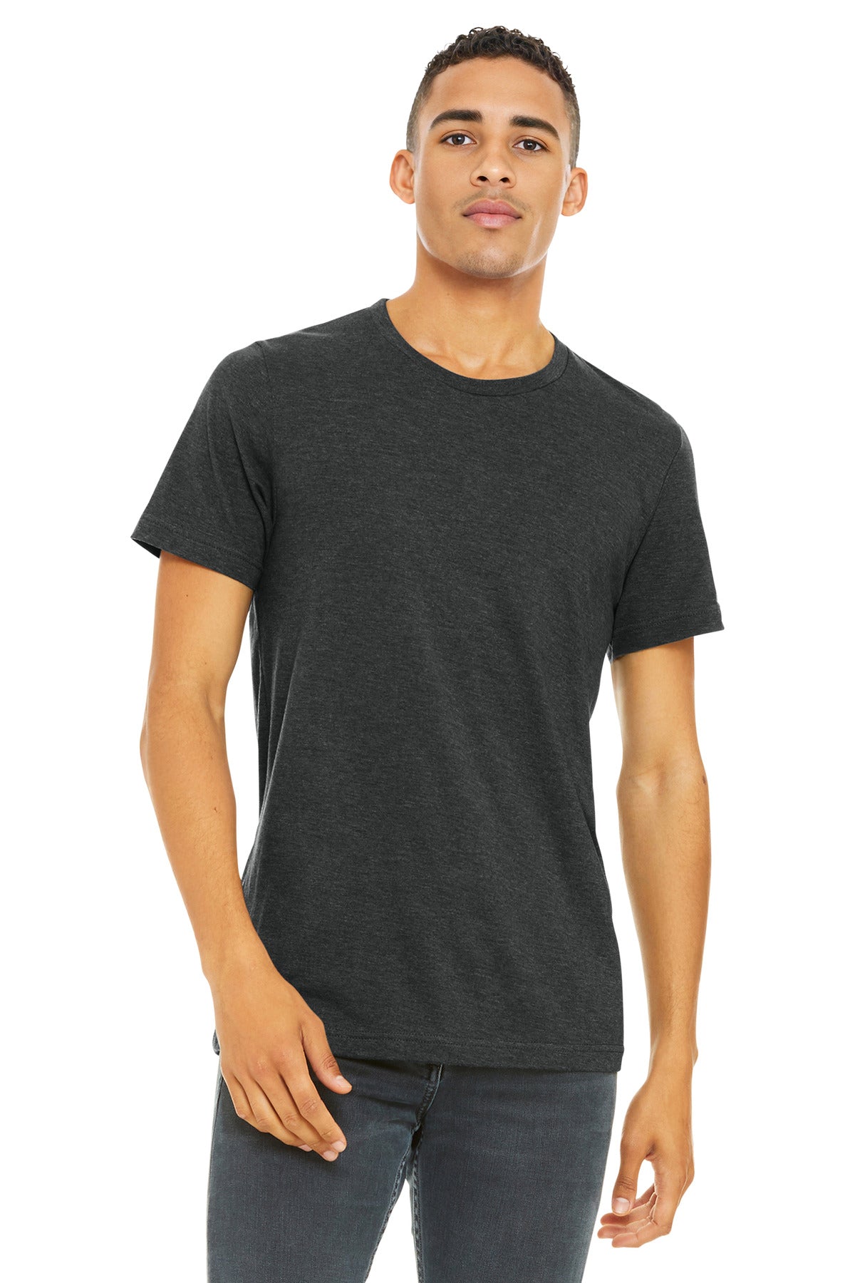 Custom Dark Grey Heather Heather CVC Tee BC3001CVC, personalized by SanCanDo Swag in Argyle, TX