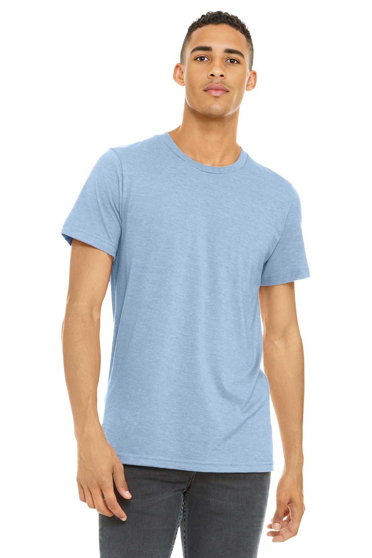 Custom Heather Baby Blue Heather CVC Tee BC3001CVC, personalized by SanCanDo Swag in Argyle, TX