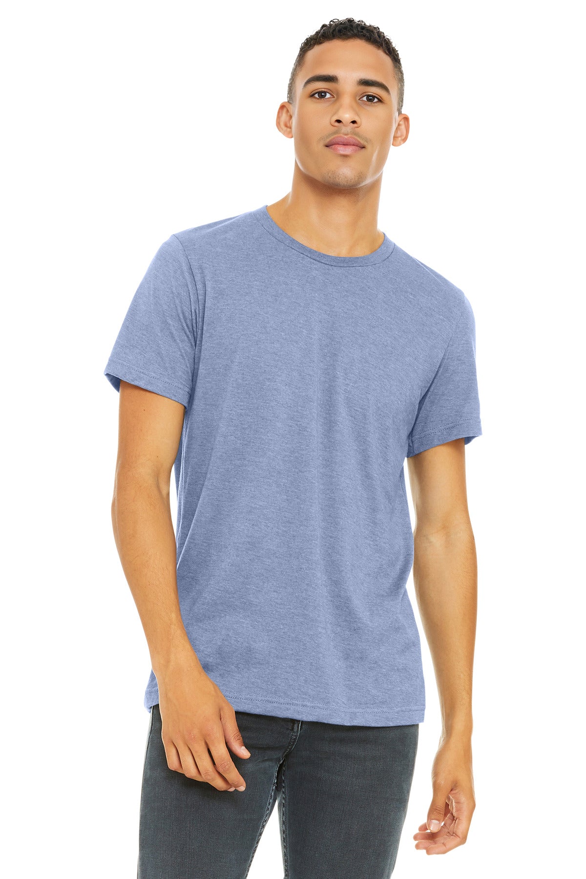 Custom Heather Blue Heather CVC Tee BC3001CVC, personalized by SanCanDo Swag in Argyle, TX