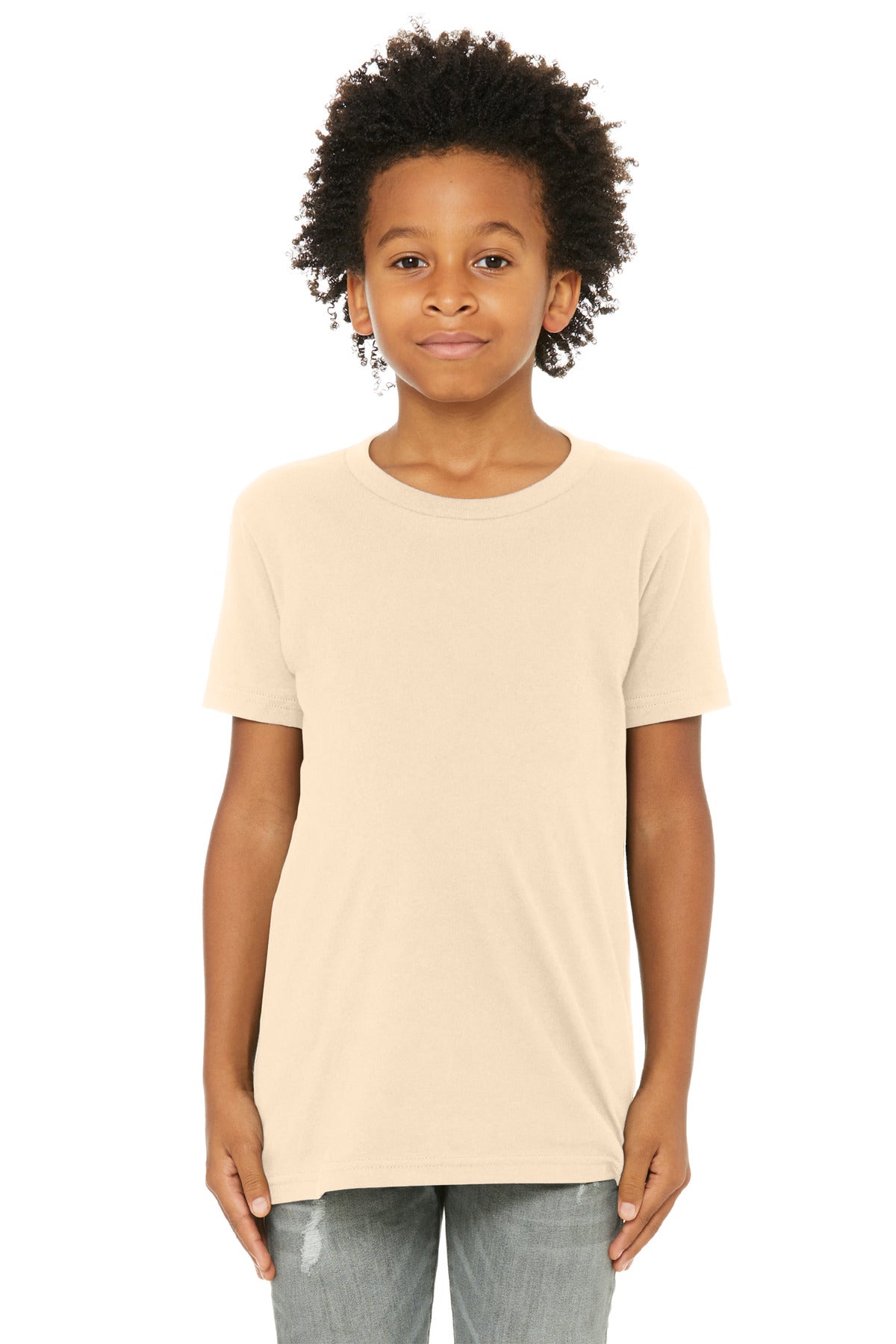 Custom Soft Cream Youth Jersey Tee BC3001Y, personalized by SanCanDo Swag in Argyle, TX