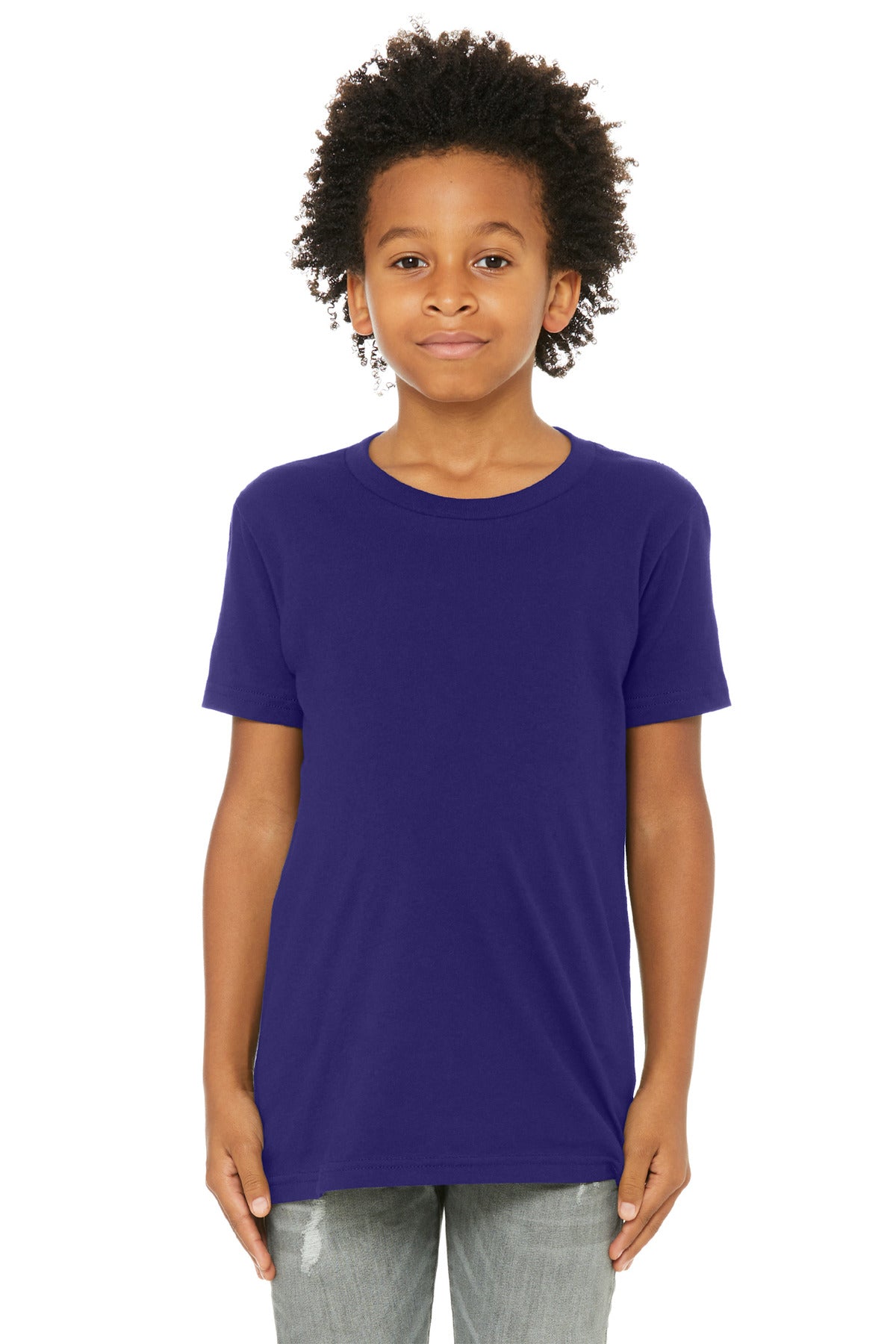 Custom Team Purple Youth Jersey Tee BC3001Y, personalized by SanCanDo Swag in Argyle, TX