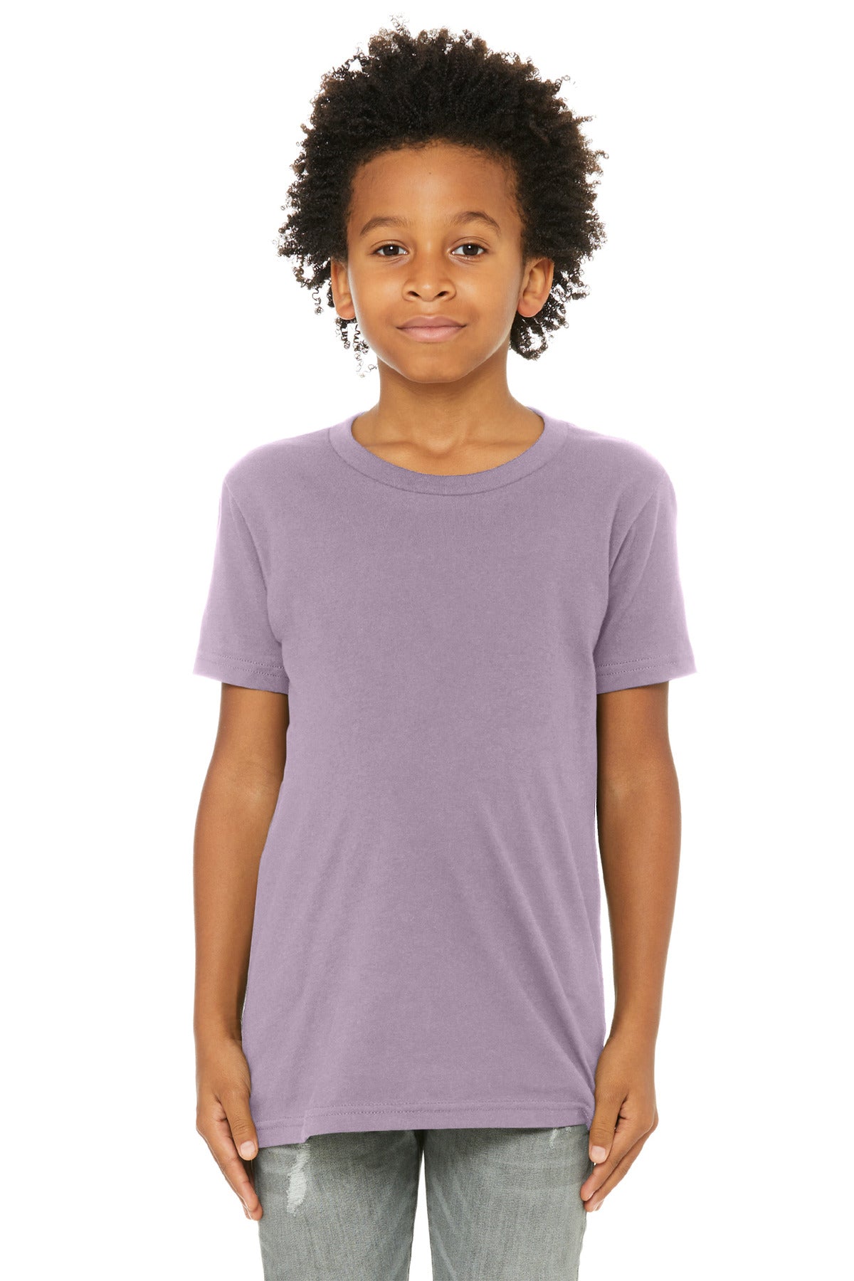 Custom Light Violet Youth Jersey Tee BC3001Y, personalized by SanCanDo Swag in Argyle, TX