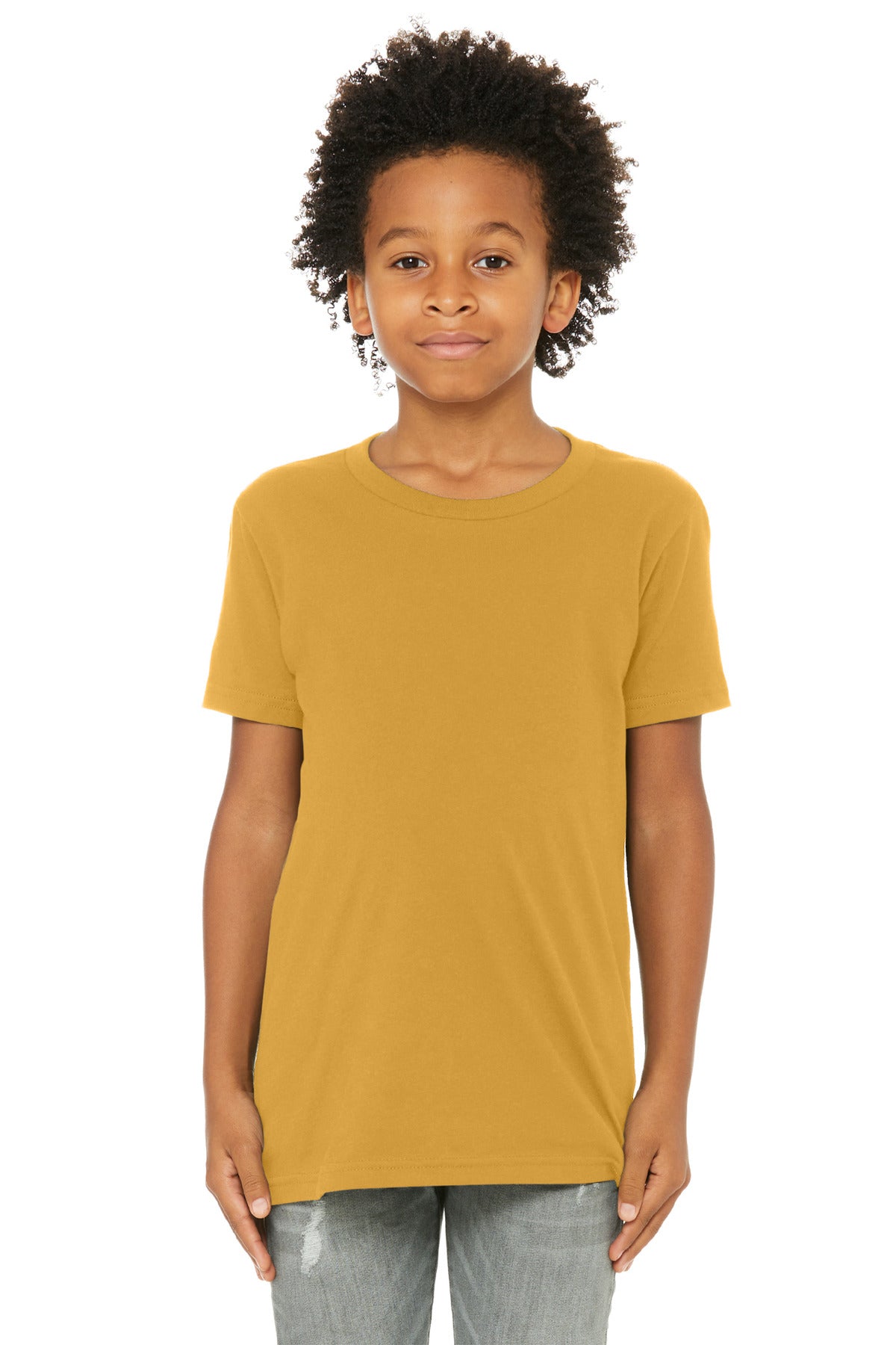 Custom Mustard Youth Jersey Tee BC3001Y, personalized by SanCanDo Swag in Argyle, TX