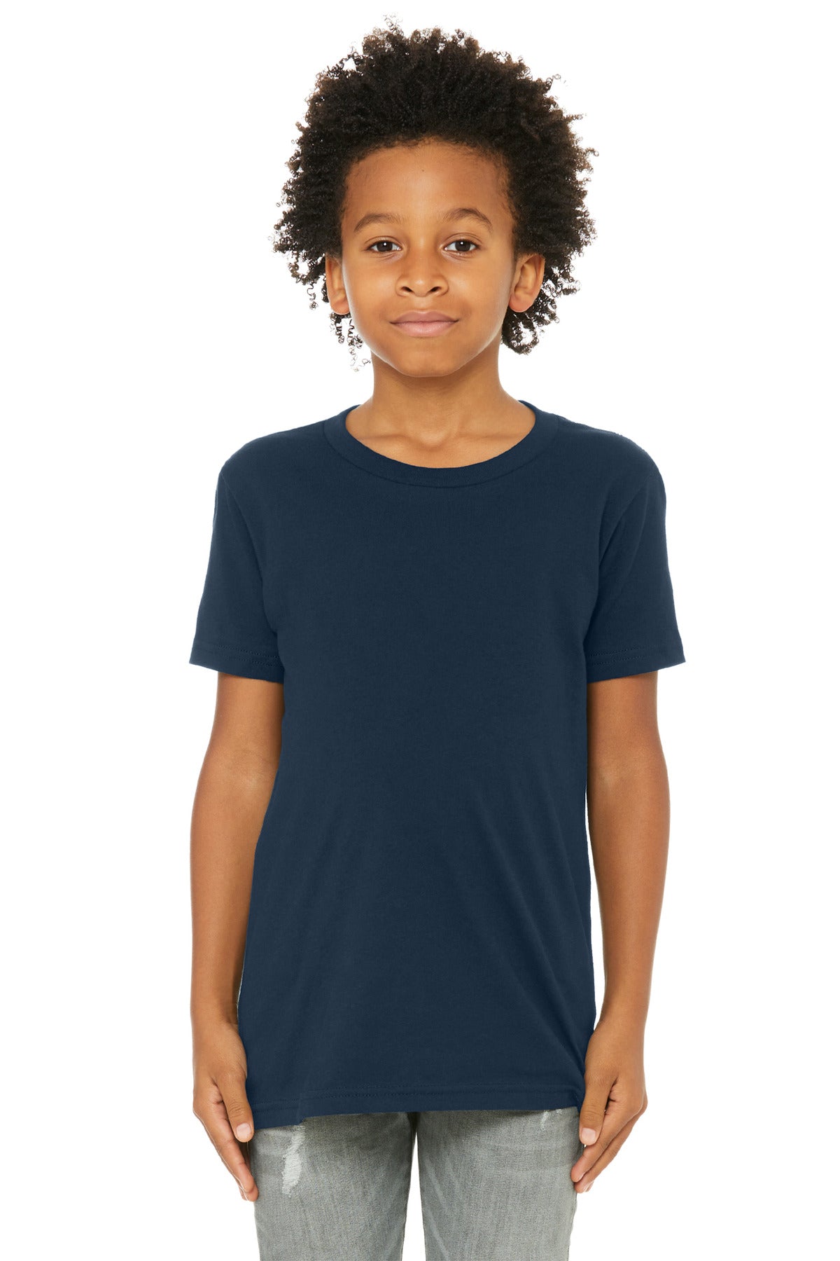 Custom Navy Youth Jersey Tee BC3001Y, personalized by SanCanDo Swag in Argyle, TX