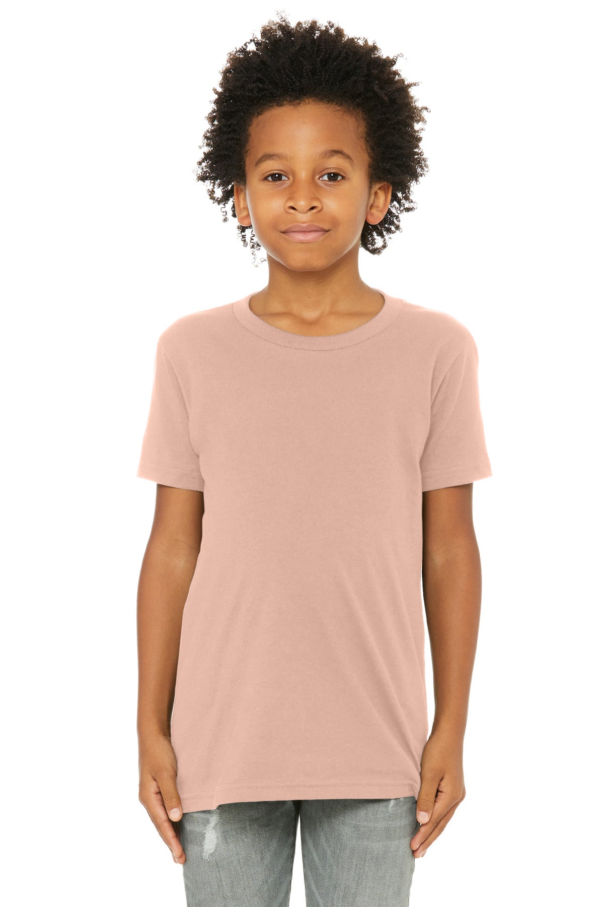 Custom Peach Youth Jersey Tee BC3001Y, personalized by SanCanDo Swag in Argyle, TX