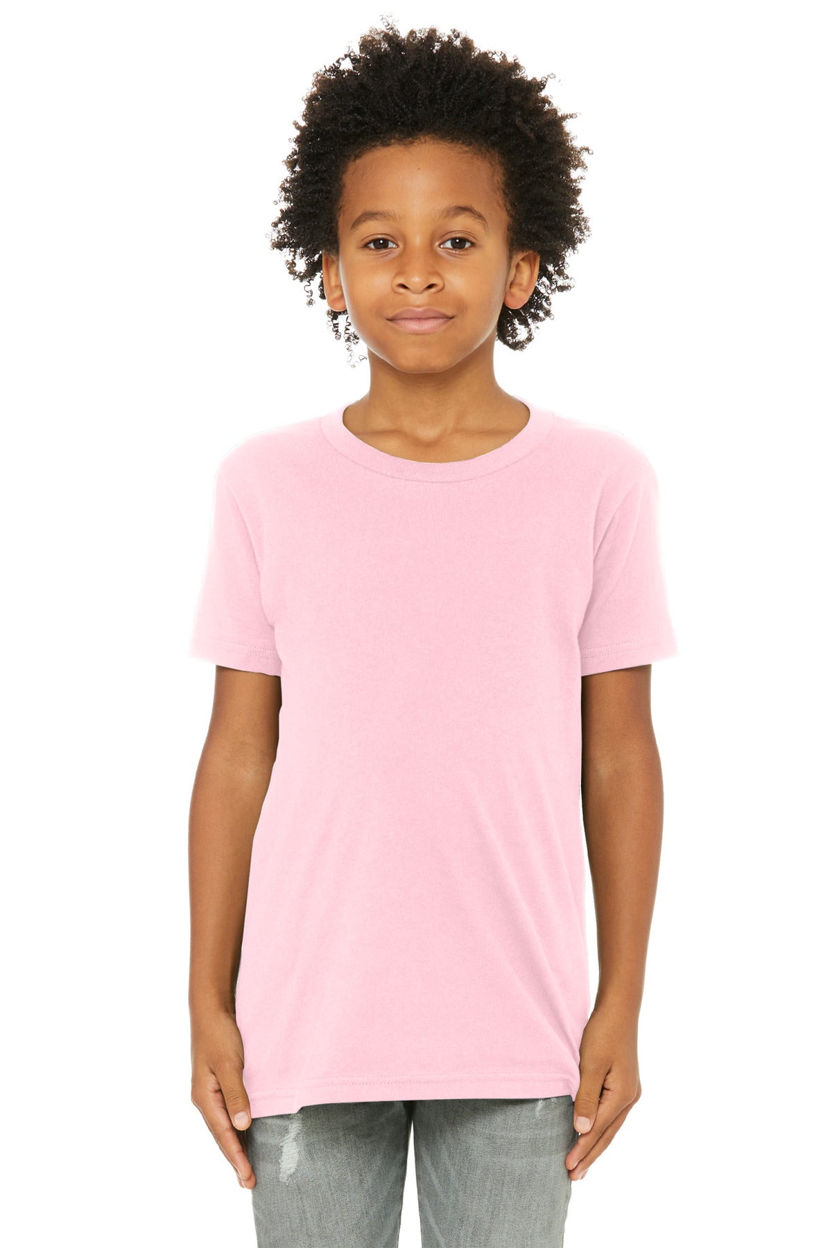 Custom Pink Youth Jersey Tee BC3001Y, personalized by SanCanDo Swag in Argyle, TX