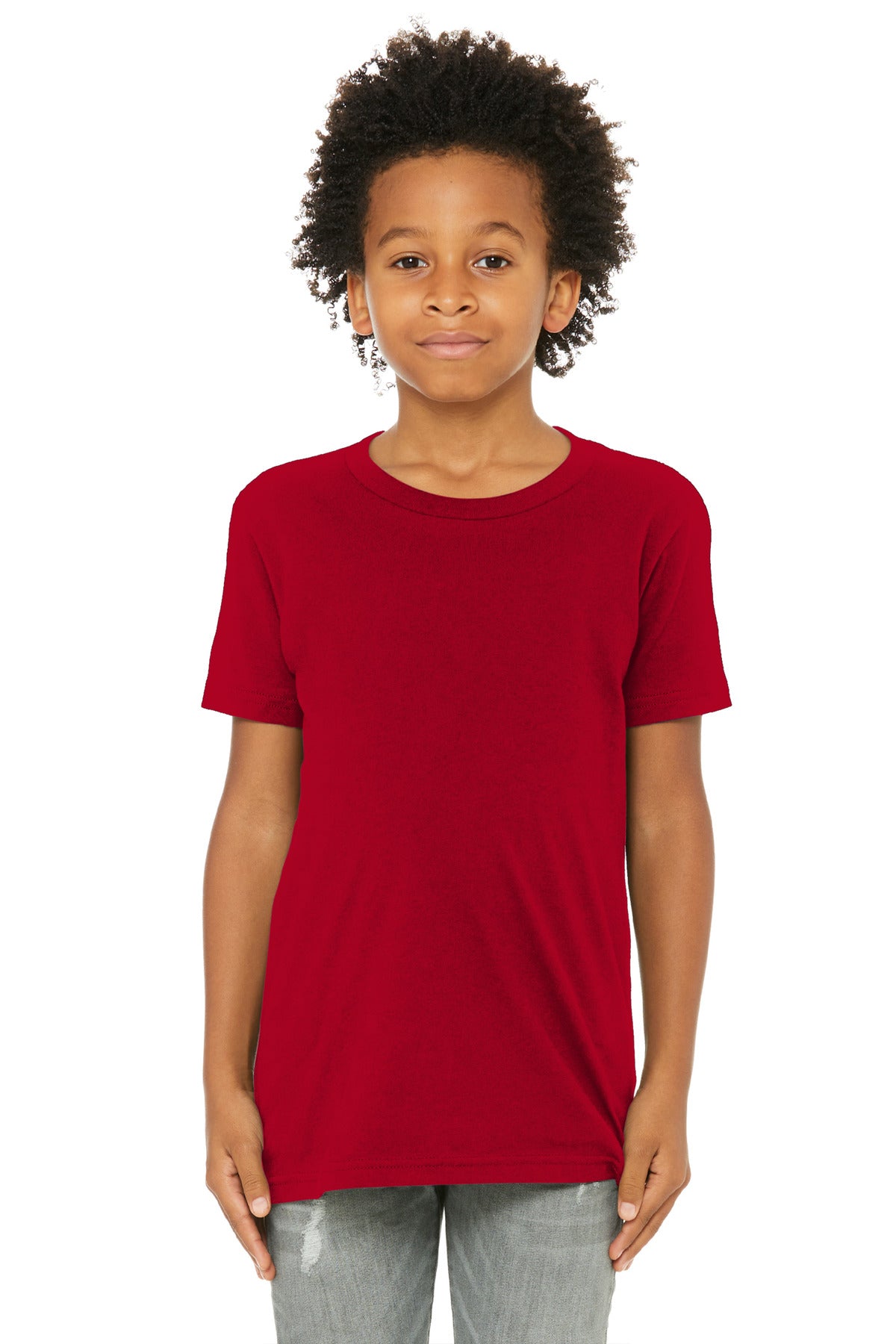 Custom Red Youth Jersey Tee BC3001Y, personalized by SanCanDo Swag in Argyle, TX