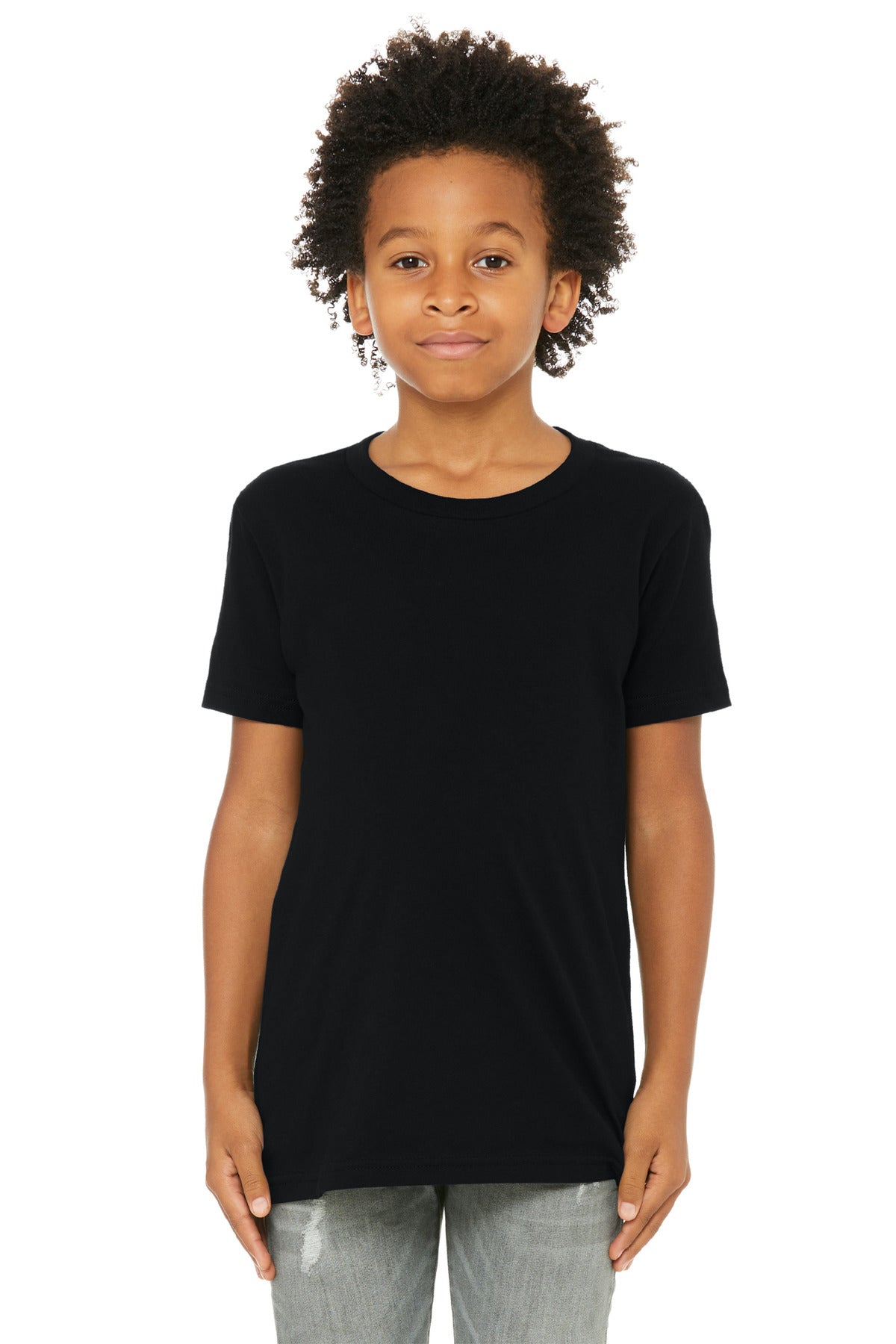 Custom Black Youth Jersey Tee BC3001Y, personalized by SanCanDo Swag in Argyle, TX
