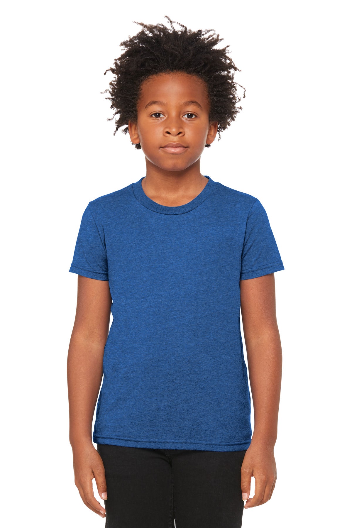 Custom Heather True Royal Youth Heather CVC Tee BC3001YCVC, personalized by SanCanDo Swag in Argyle, TX