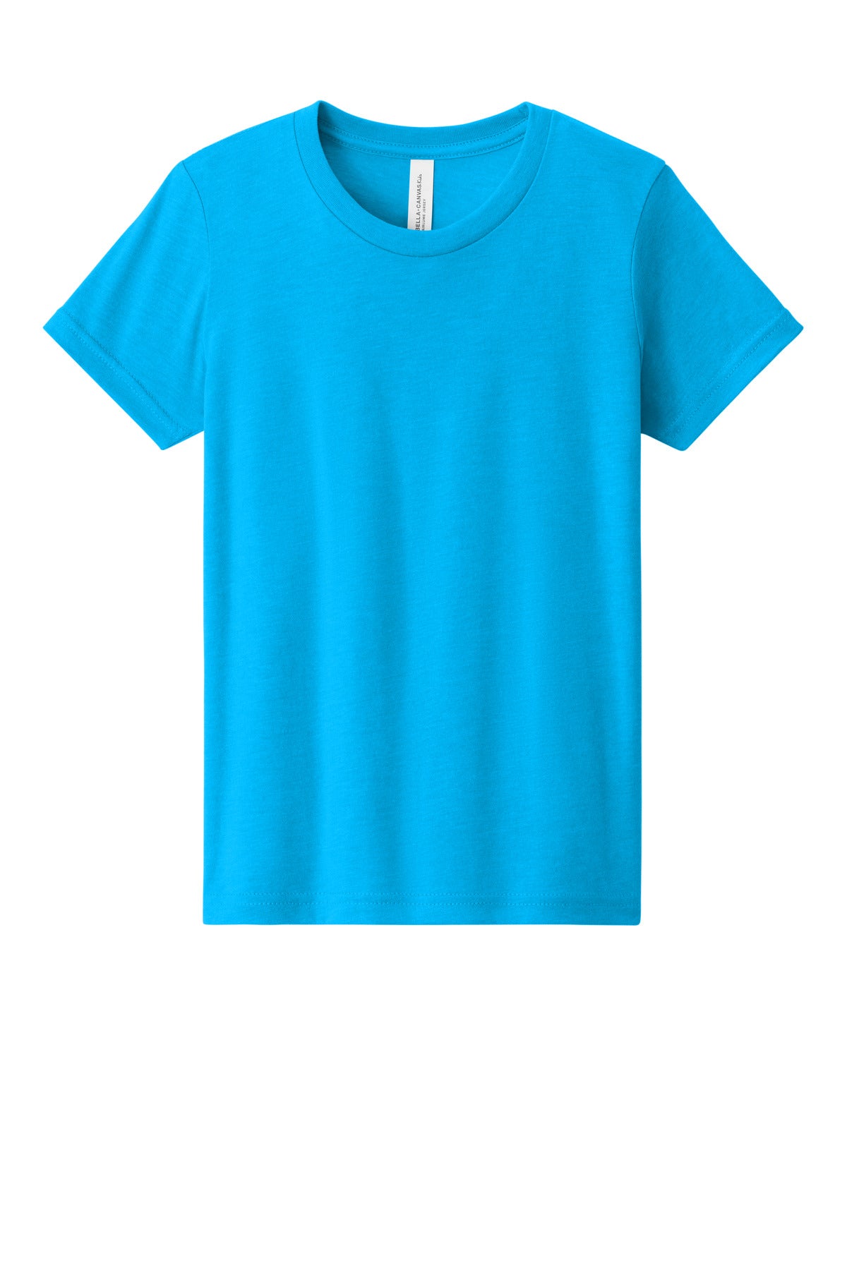 Custom Neon Blue Youth Heather CVC Tee BC3001YCVC, personalized by SanCanDo Swag in Argyle, TX