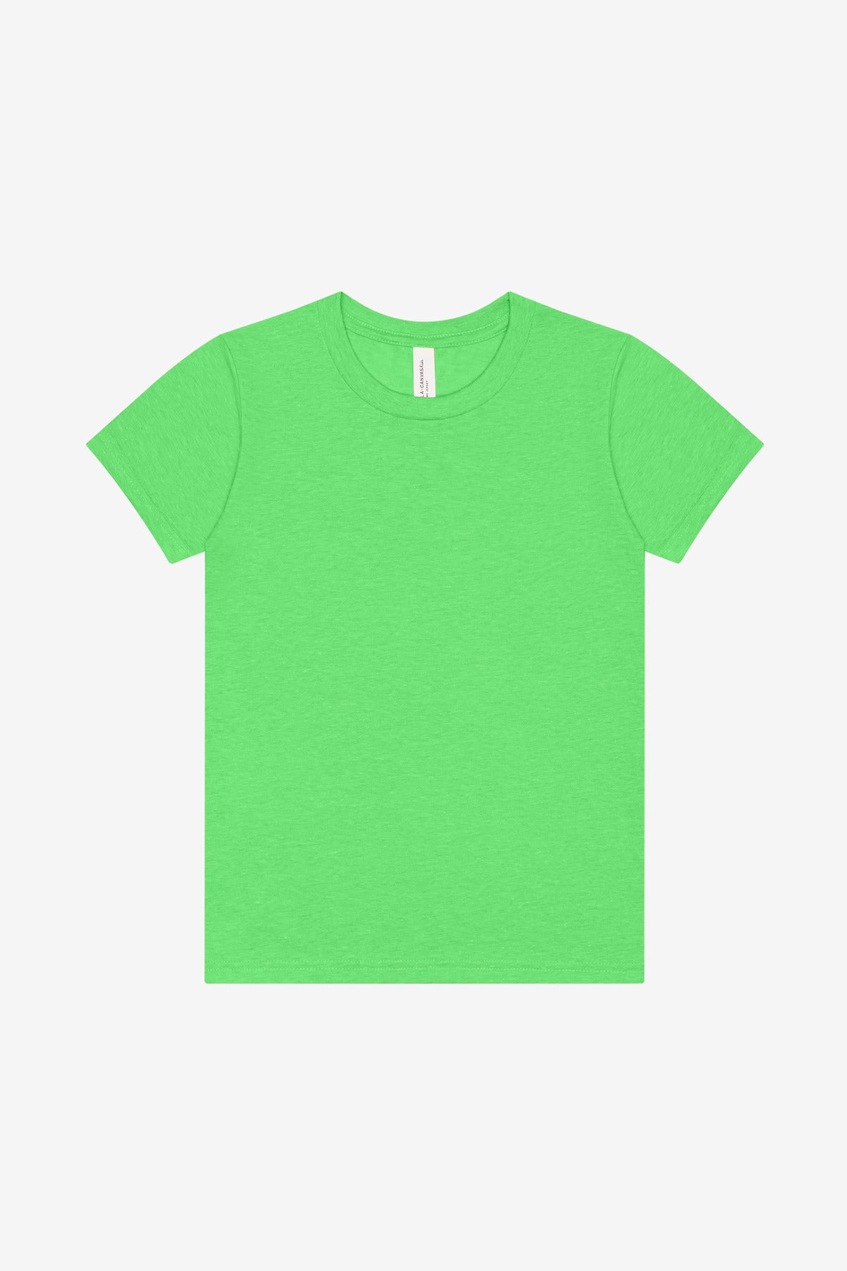 Custom Neon Green Youth Heather CVC Tee BC3001YCVC, personalized by SanCanDo Swag in Argyle, TX