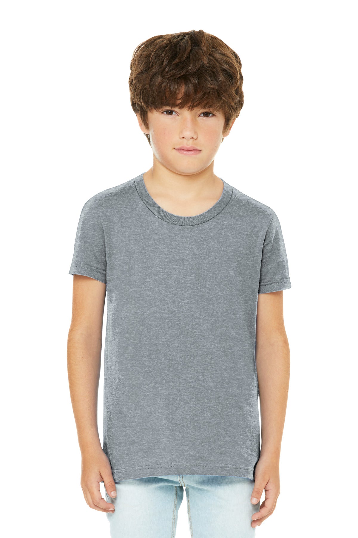Custom Athletic Heather Youth Heather CVC Tee BC3001YCVC, personalized by SanCanDo Swag in Argyle, TX