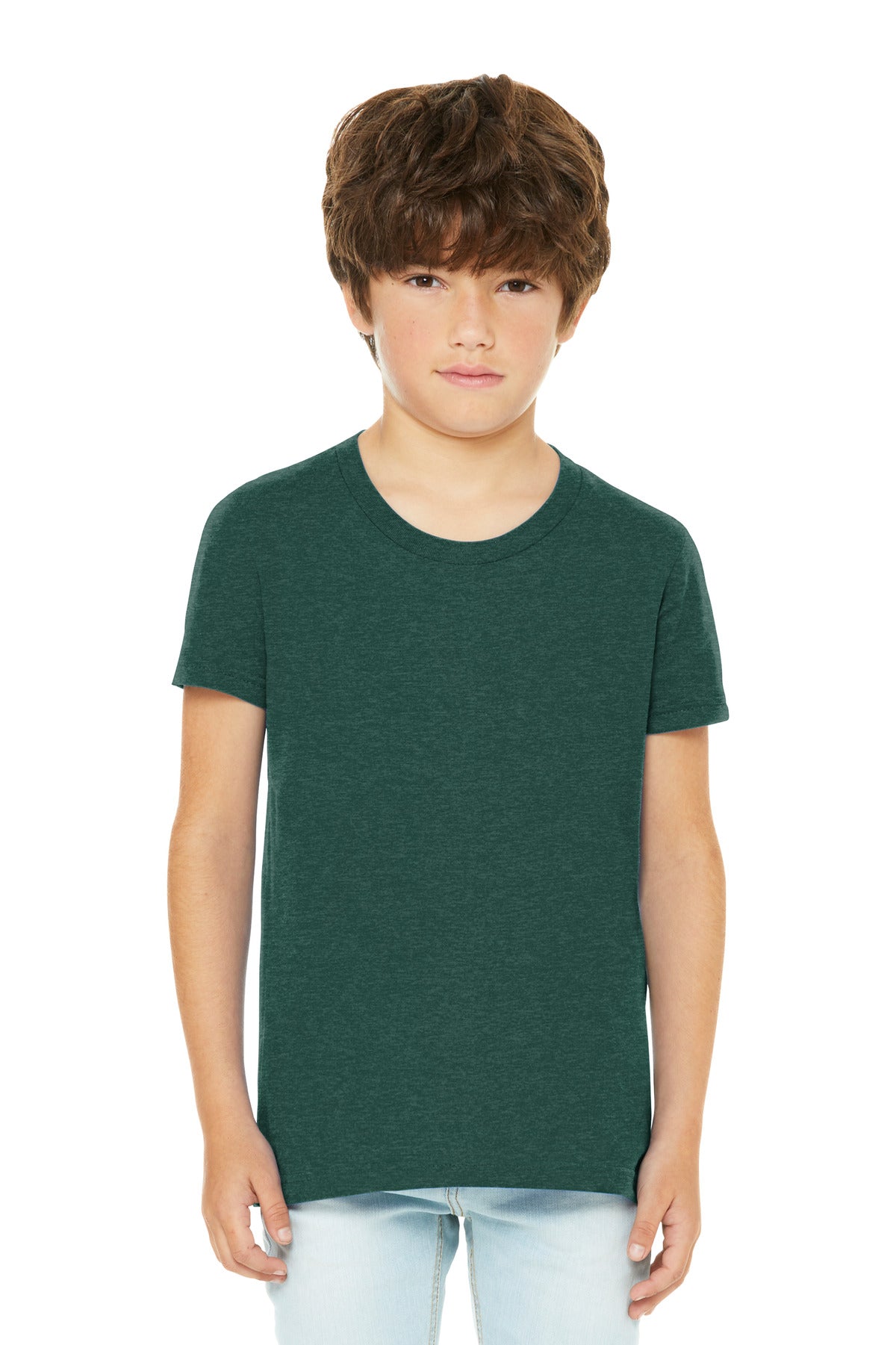 Custom Heather Forest Youth Heather CVC Tee BC3001YCVC, personalized by SanCanDo Swag in Argyle, TX