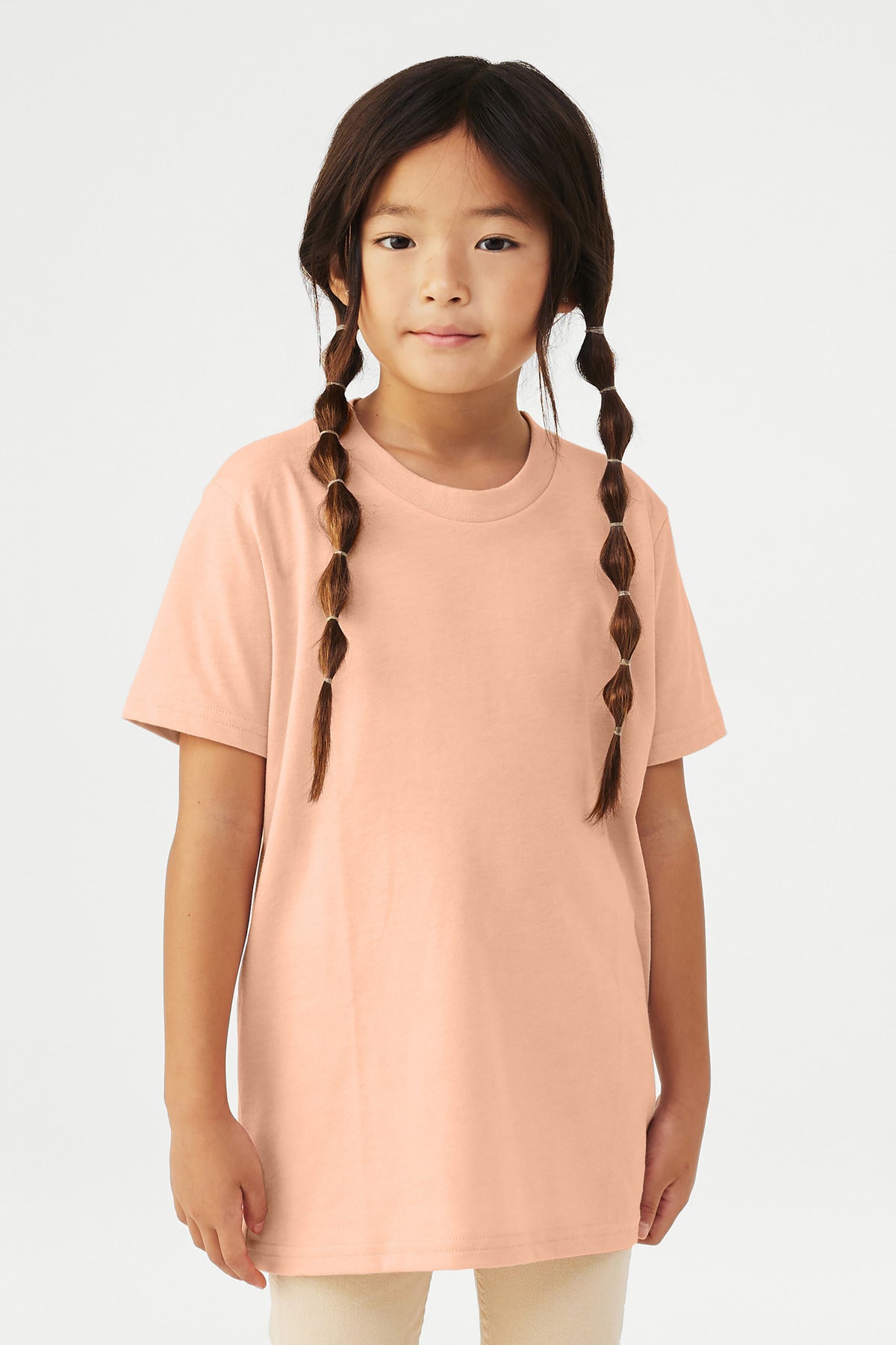 Custom Heather Peach Youth Heather CVC Tee BC3001YCVC, personalized by SanCanDo Swag in Argyle, TX