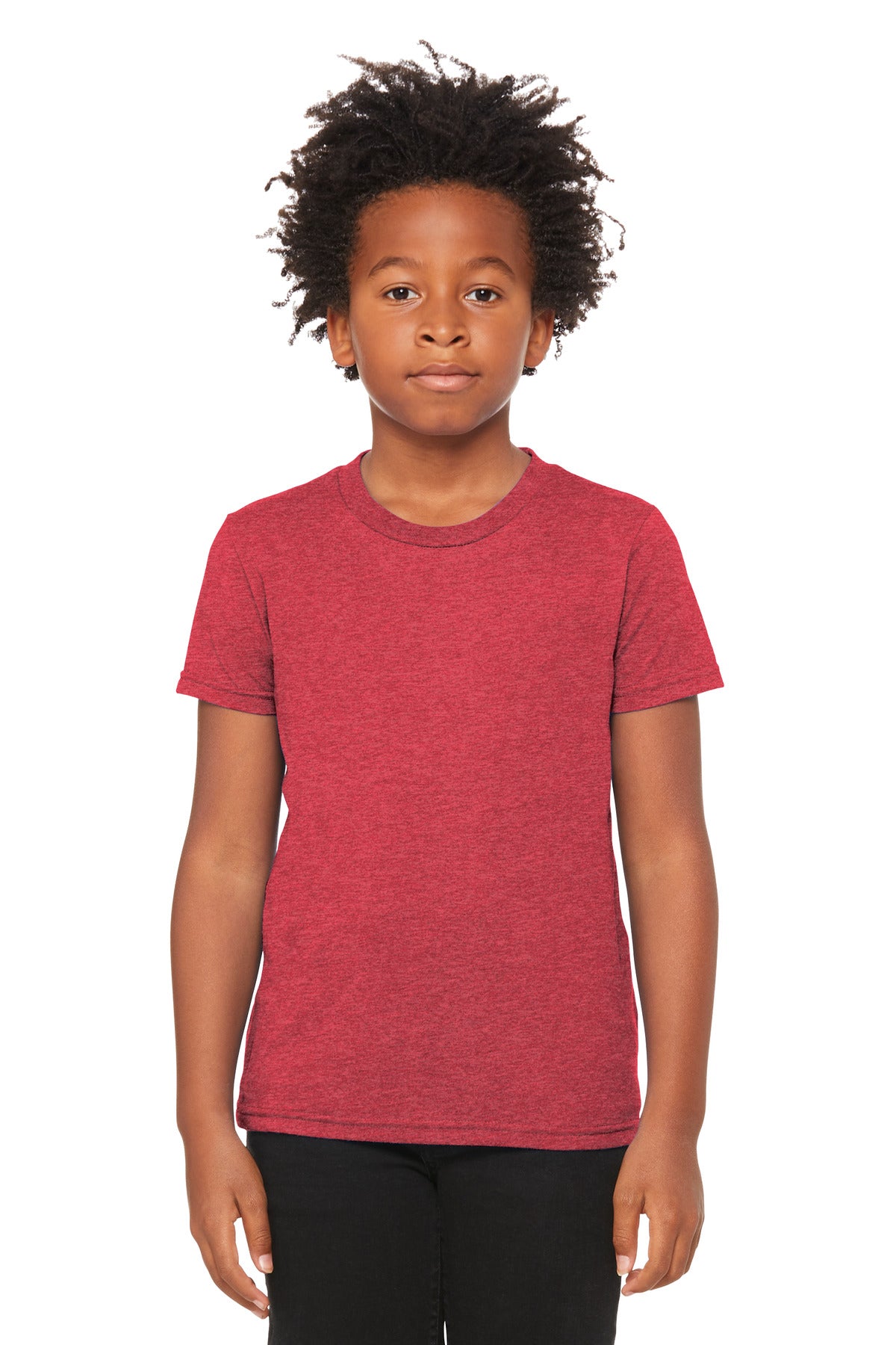 Custom Heather Red Youth Heather CVC Tee BC3001YCVC, personalized by SanCanDo Swag in Argyle, TX