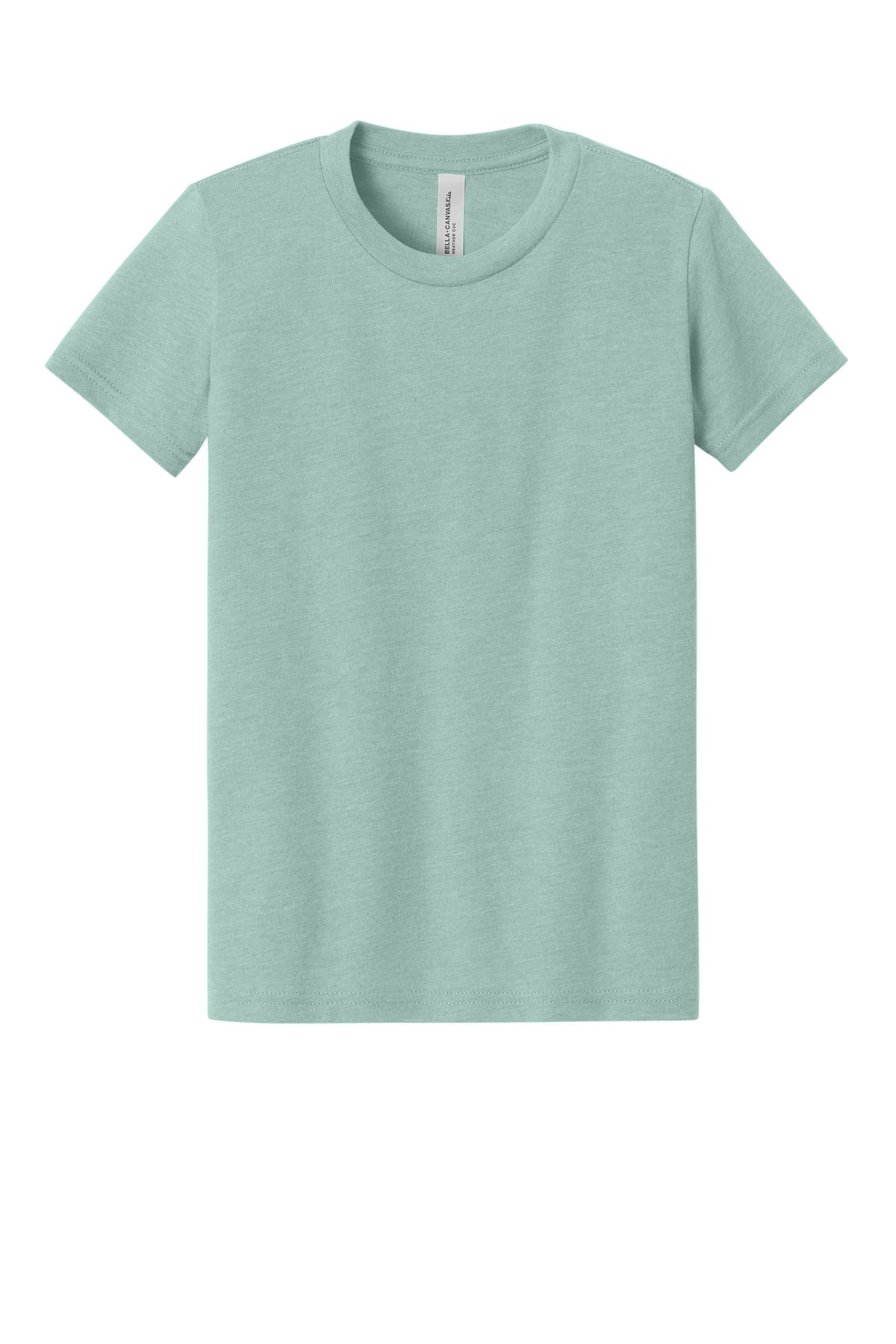 Custom Heather Dusty Blue Youth Heather CVC Tee BC3001YCVC, personalized by SanCanDo Swag in Argyle, TX