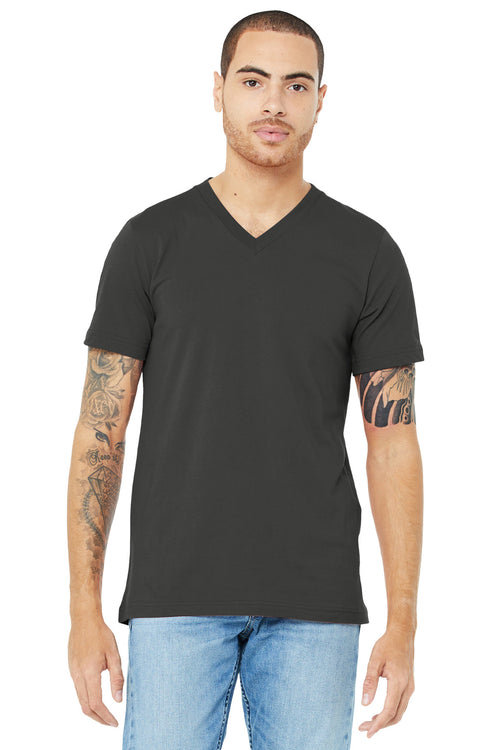 Custom Asphalt Unisex Jersey V-Neck Tee BC3005, personalized by SanCanDo Swag in Argyle, TX