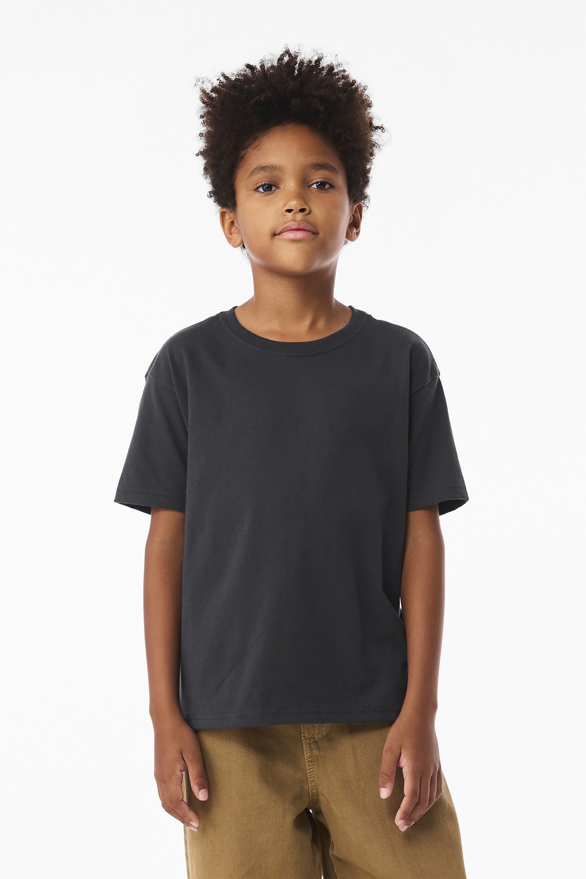 Custom Dark Grey Youth 6-Ounce Heavyweight Tee BC3010Y, personalized by SanCanDo Swag in Argyle, TX