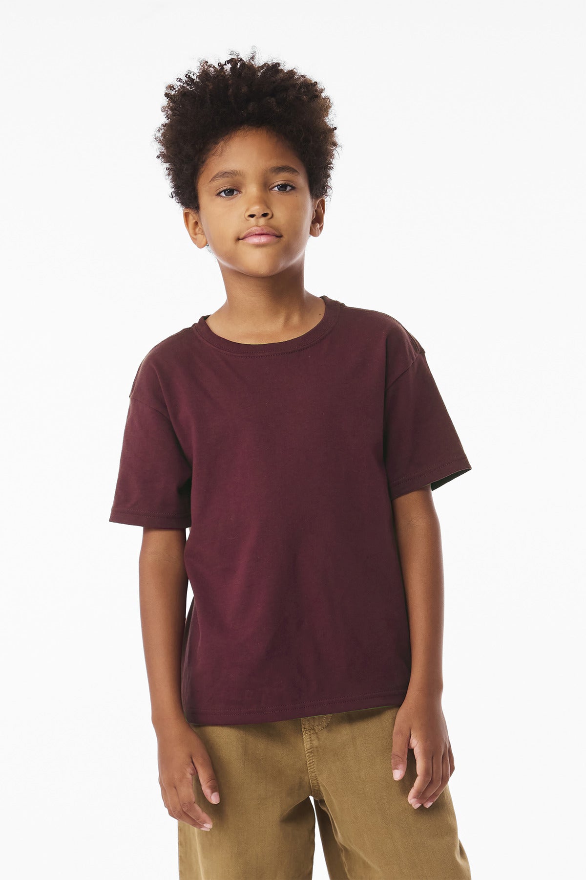 Custom Maroon Youth 6-Ounce Heavyweight Tee BC3010Y, personalized by SanCanDo Swag in Argyle, TX