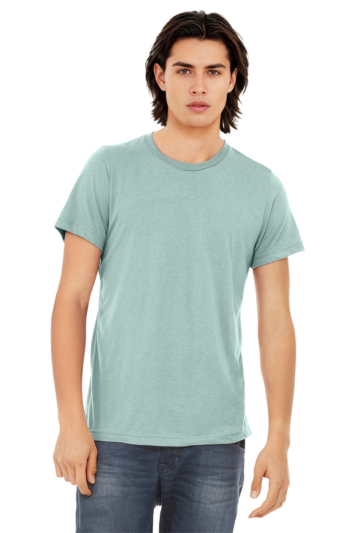 Custom Dusty Blue Triblend Triblend Tee BC3413, personalized by SanCanDo Swag in Argyle, TX