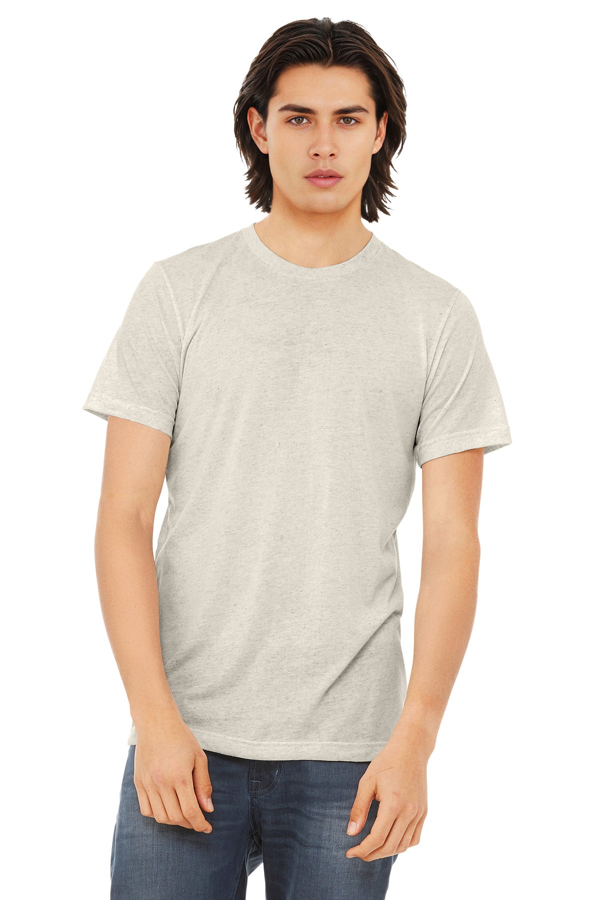 Custom Oatmeal Triblend Triblend Tee BC3413, personalized by SanCanDo Swag in Argyle, TX