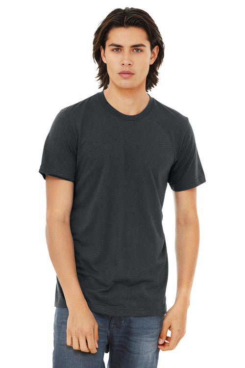 Custom Solid Dark Grey Triblend Triblend Tee BC3413, personalized by SanCanDo Swag in Argyle, TX