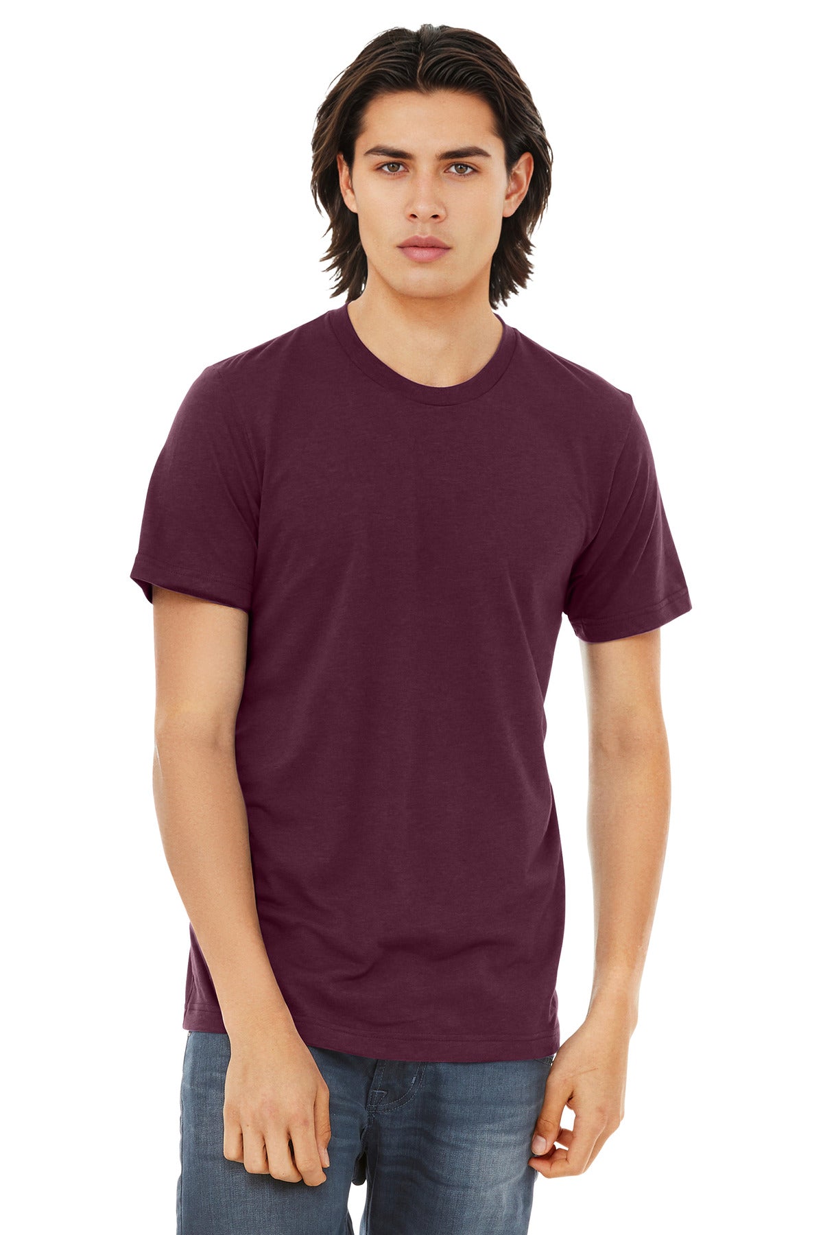 Custom Solid Maroon Triblend Triblend Tee BC3413, personalized by SanCanDo Swag in Argyle, TX