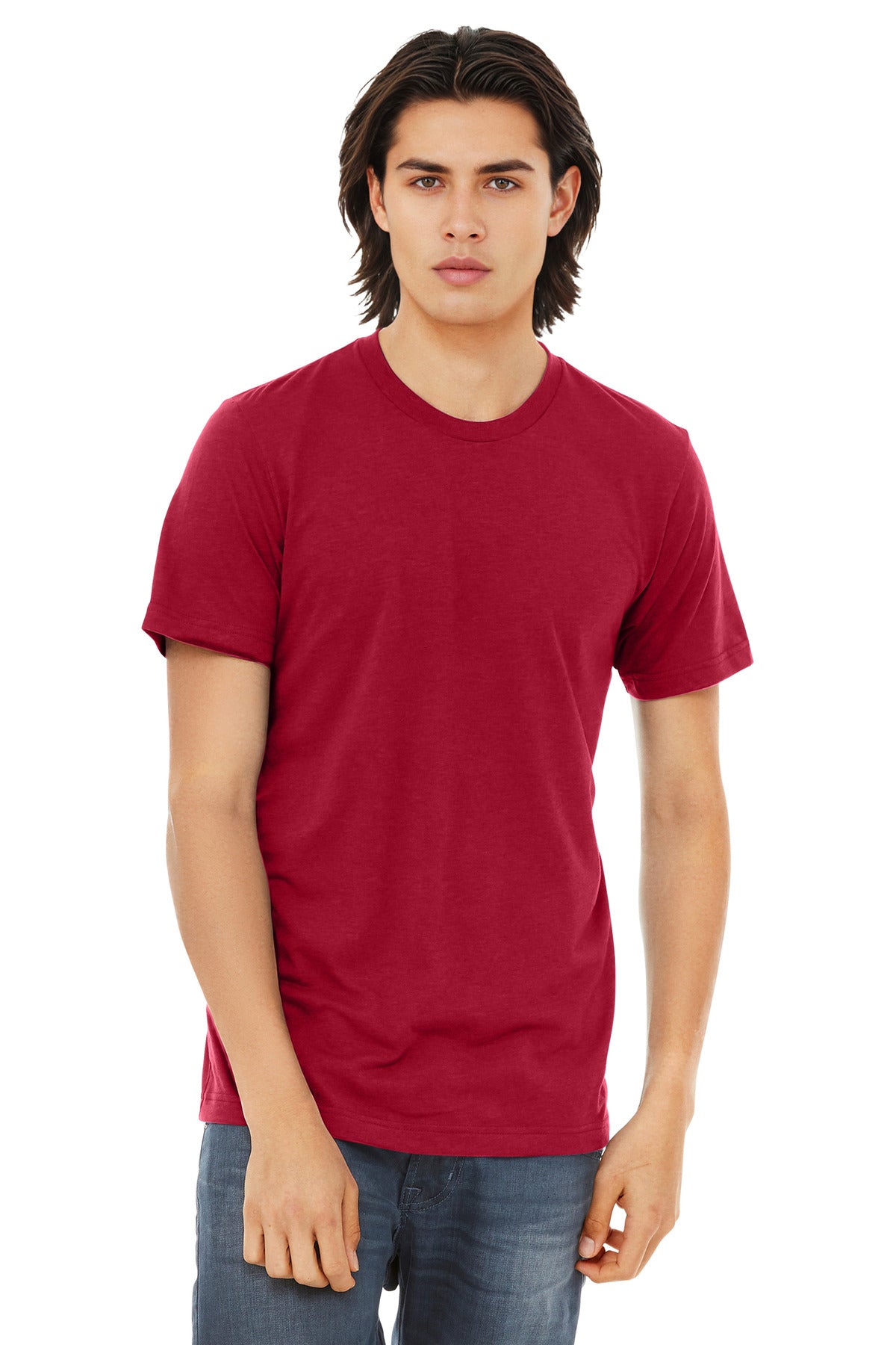 Custom Solid Red Triblend Triblend Tee BC3413, personalized by SanCanDo Swag in Argyle, TX