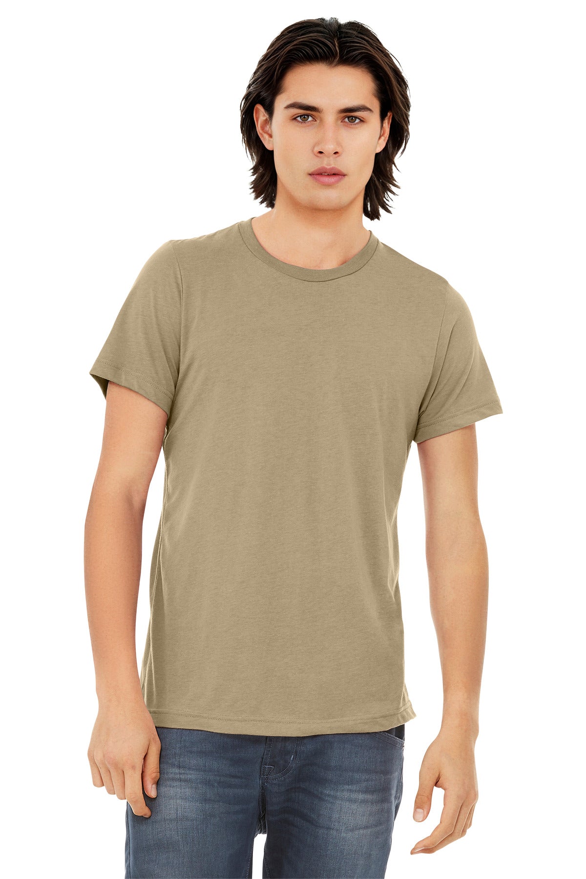Custom Tan Triblend Triblend Tee BC3413, personalized by SanCanDo Swag in Argyle, TX