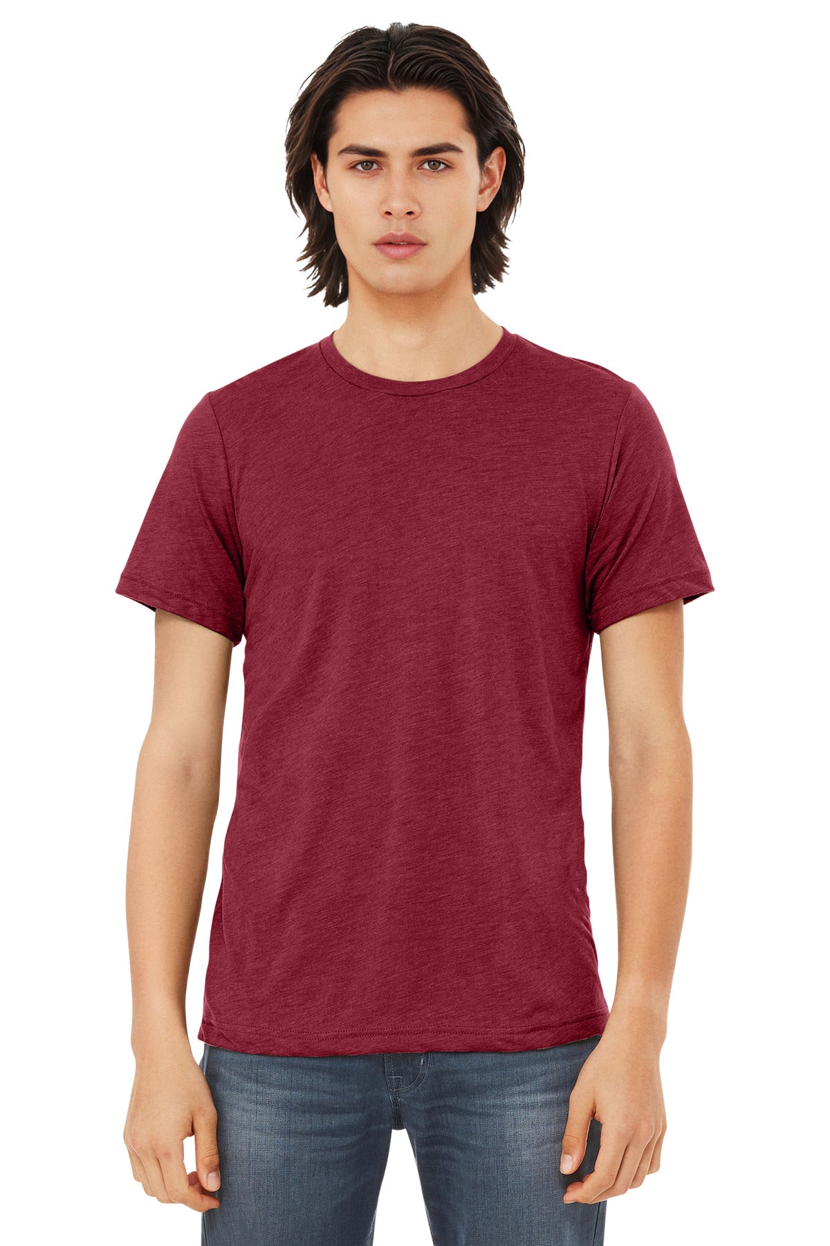 Custom Cardinal Triblend Triblend Tee BC3413, personalized by SanCanDo Swag in Argyle, TX