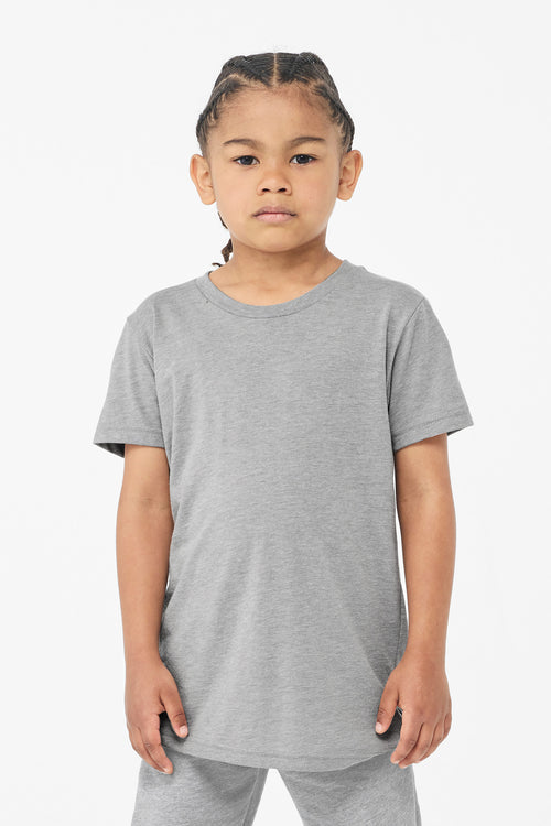 Custom Athletic Grey Triblend Youth Triblend Tee BC3413Y, personalized by SanCanDo Swag in Argyle, TX