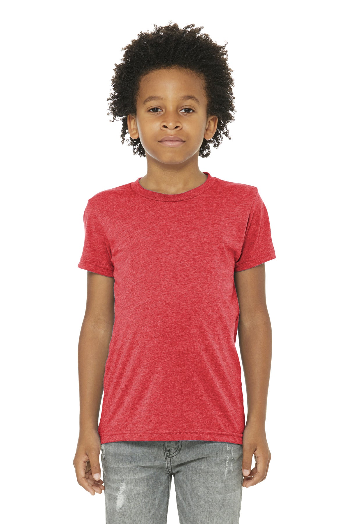 Custom Red Triblend Youth Triblend Tee BC3413Y, personalized by SanCanDo Swag in Argyle, TX