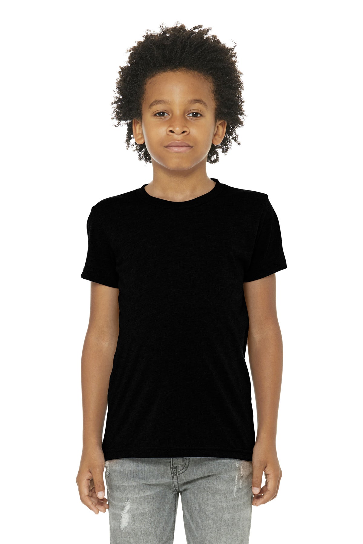 Custom Solid Black Triblend Youth Triblend Tee BC3413Y, personalized by SanCanDo Swag in Argyle, TX