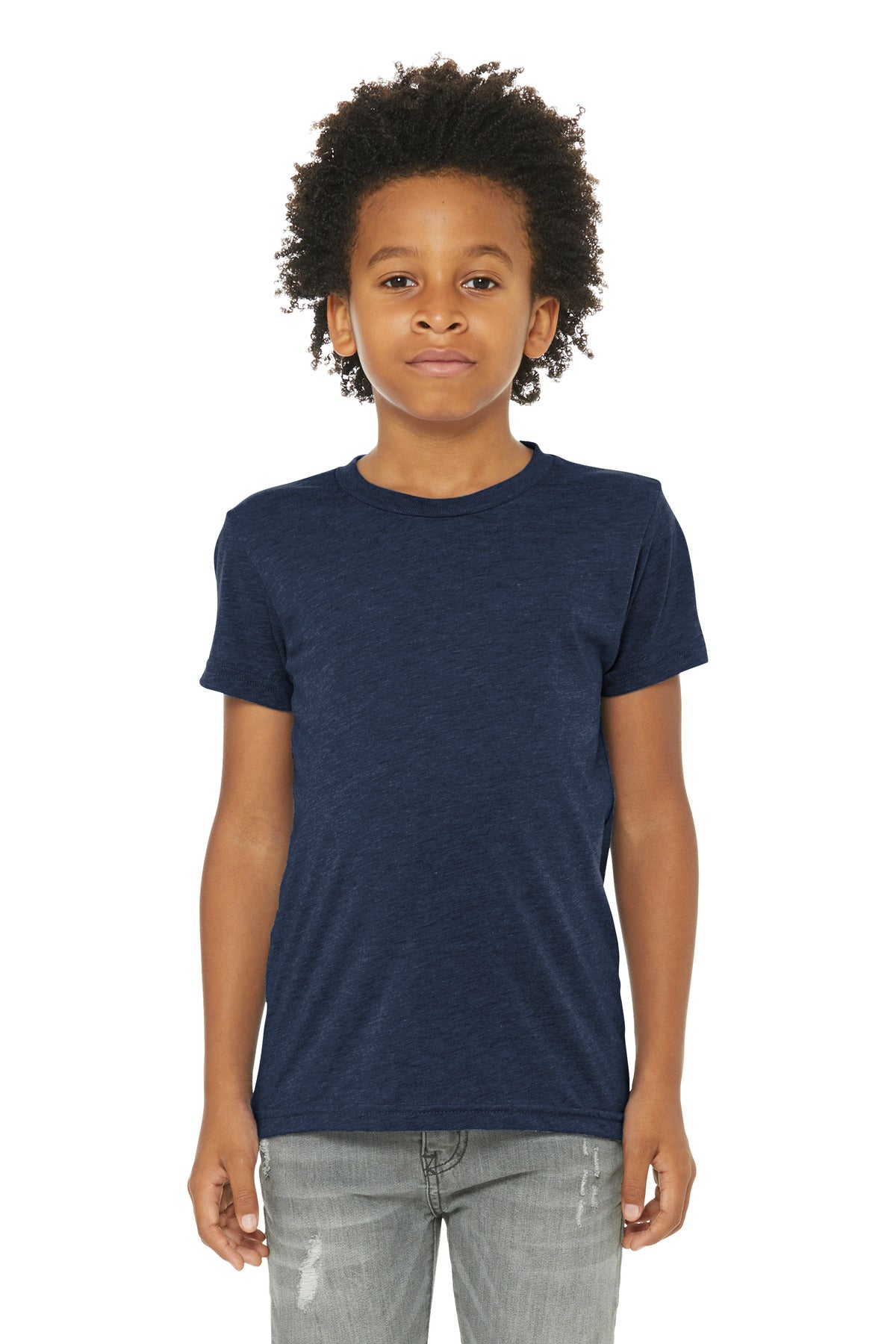 Custom Solid Navy Triblend Youth Triblend Tee BC3413Y, personalized by SanCanDo Swag in Argyle, TX