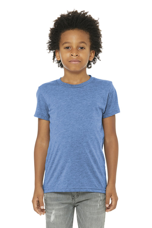 Custom Blue Triblend Youth Triblend Tee BC3413Y, personalized by SanCanDo Swag in Argyle, TX