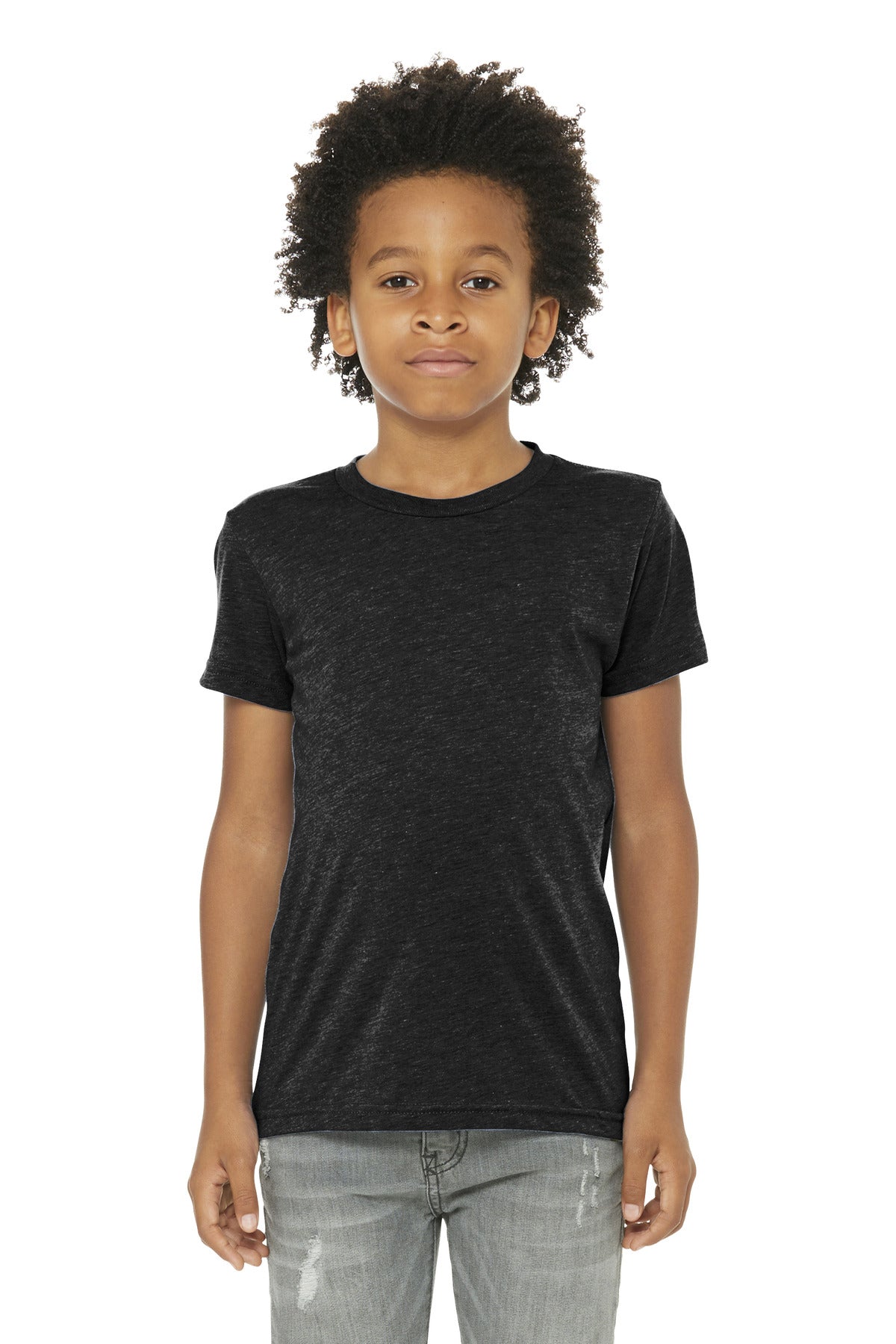 Custom Charcoal Black Triblend Youth Triblend Tee BC3413Y, personalized by SanCanDo Swag in Argyle, TX