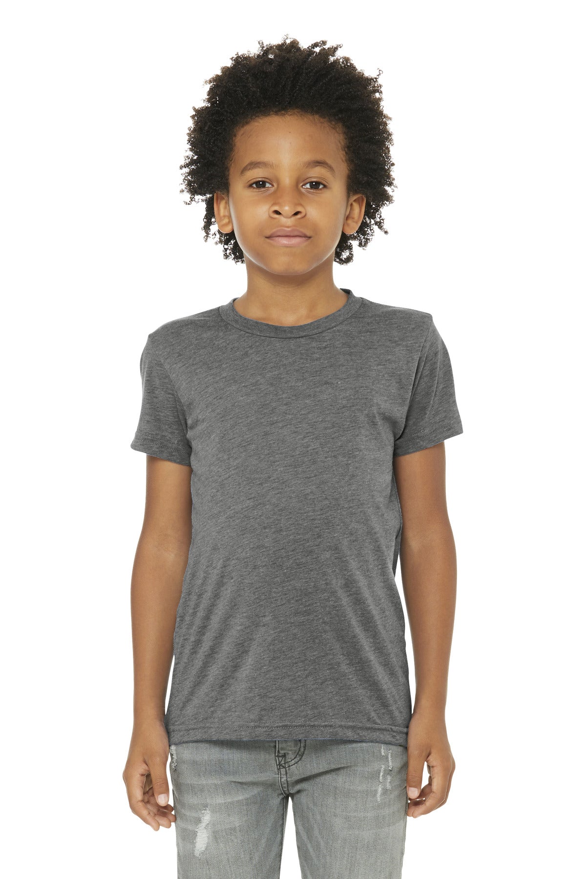 Custom Grey Triblend Youth Triblend Tee BC3413Y, personalized by SanCanDo Swag in Argyle, TX
