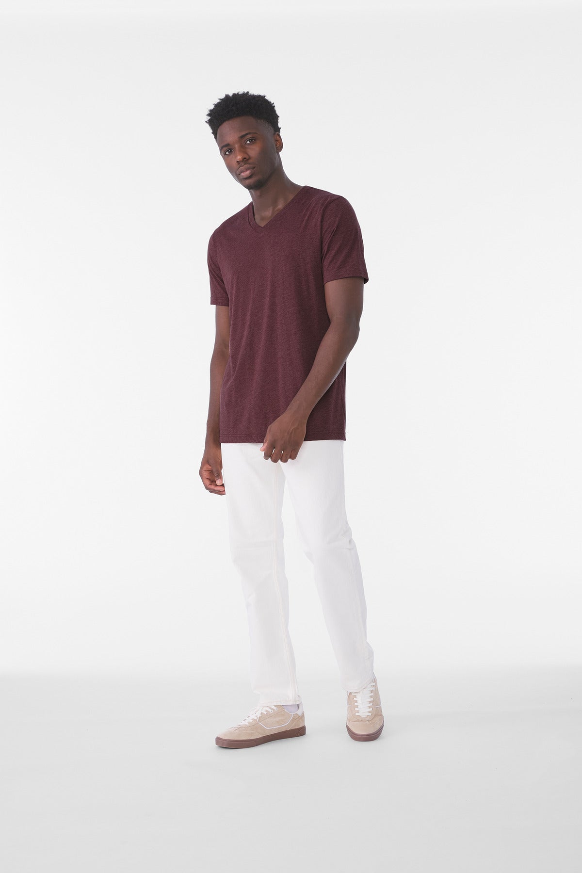 Custom Maroon Triblend Unisex Triblend V-Neck Tee BC3415, personalized by SanCanDo Swag in Argyle, TX