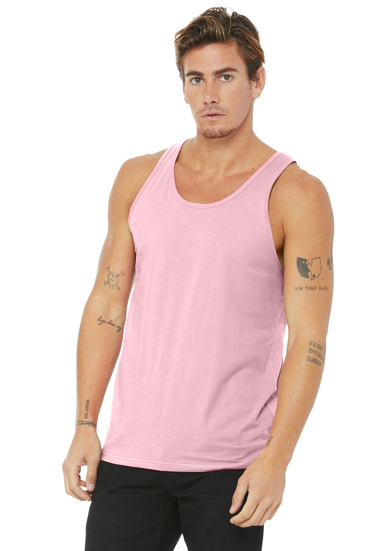 Custom Pink Unisex Jersey Tank BC3480, personalized by SanCanDo Swag in Argyle, TX