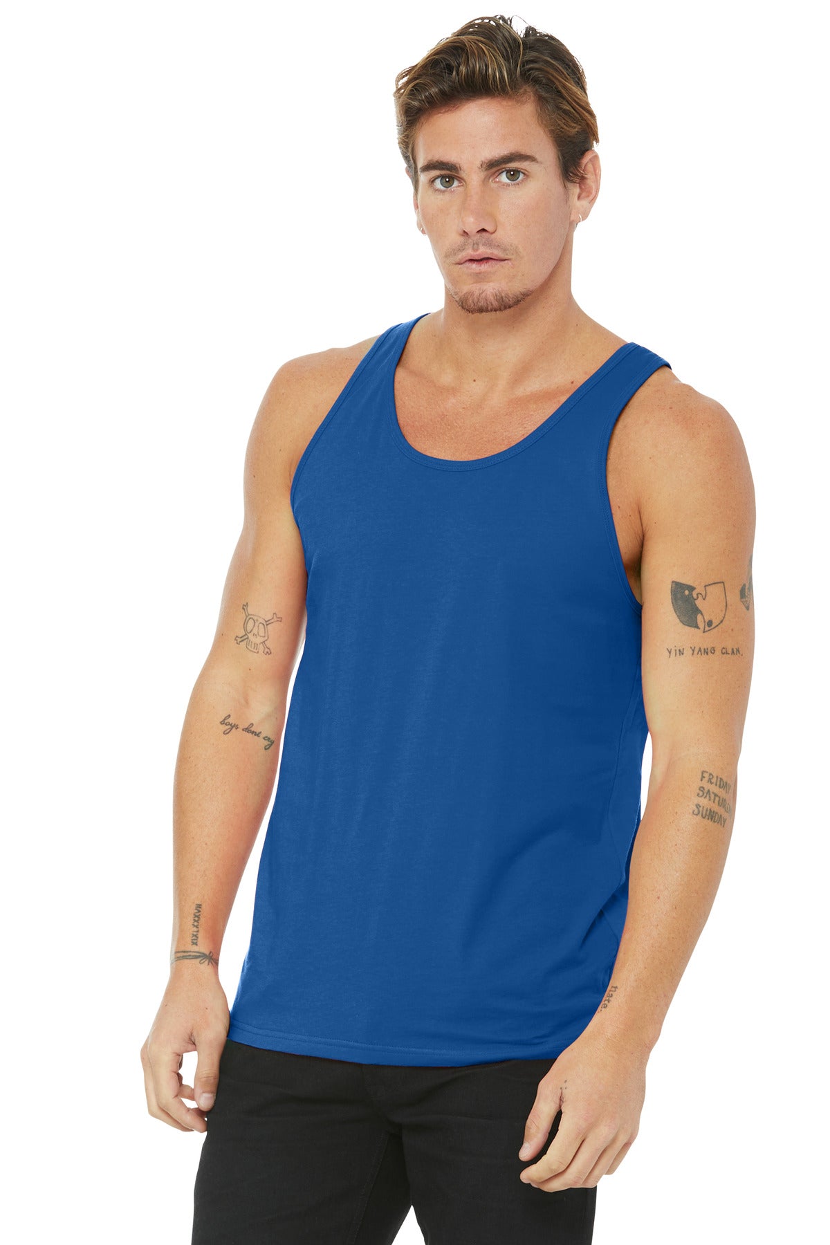 Custom True Royal Unisex Jersey Tank BC3480, personalized by SanCanDo Swag in Argyle, TX