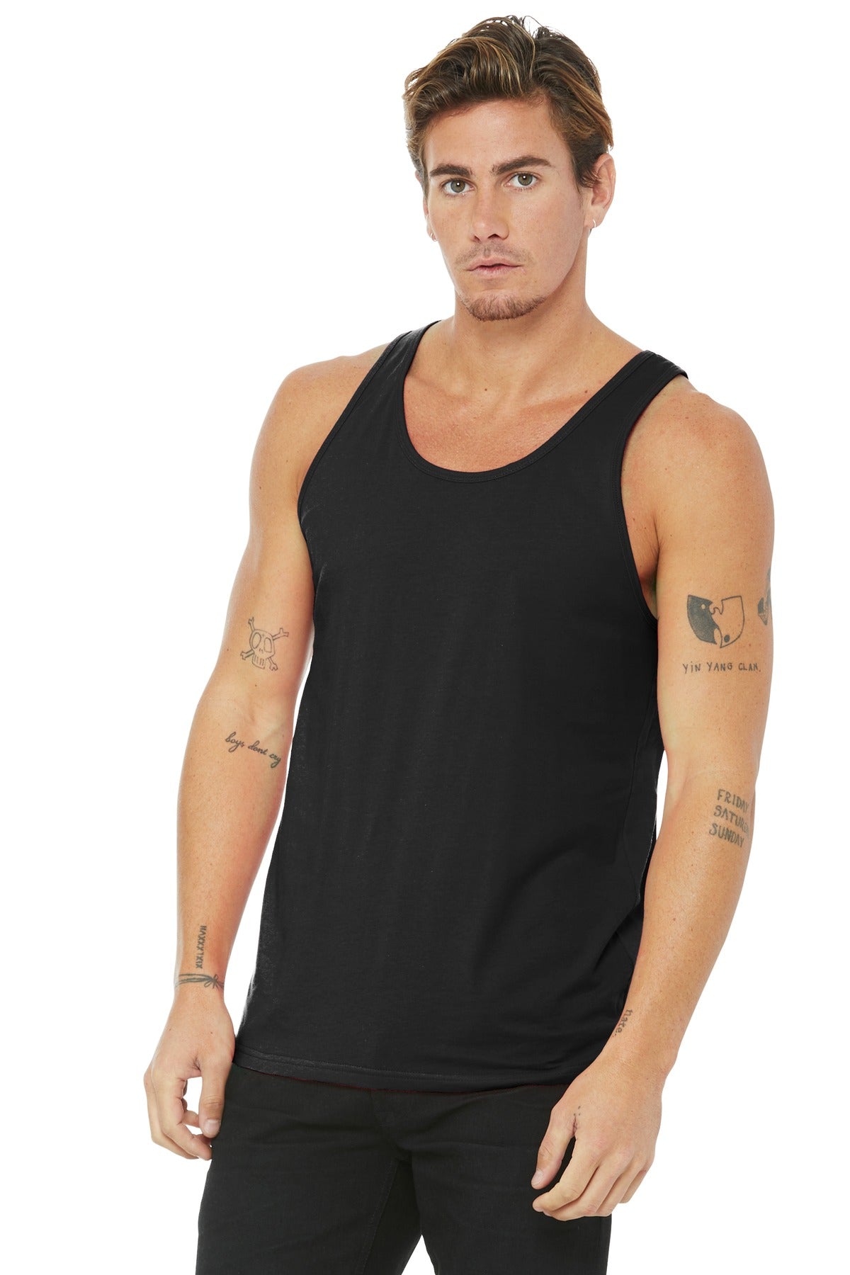 Custom Black Unisex Jersey Tank BC3480, personalized by SanCanDo Swag in Argyle, TX