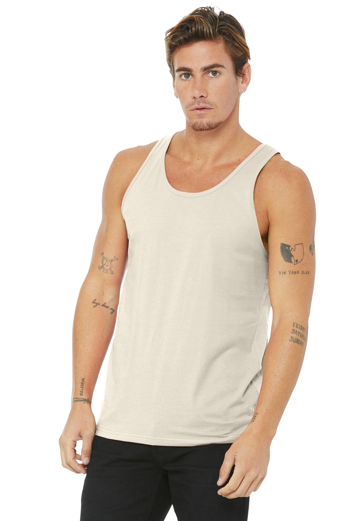 Custom Natural Unisex Jersey Tank BC3480, personalized by SanCanDo Swag in Argyle, TX
