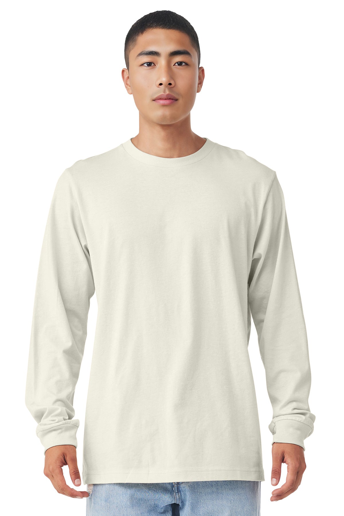 Custom Natural Unisex Jersey Long Sleeve Tee BC3501, personalized by SanCanDo Swag in Argyle, TX