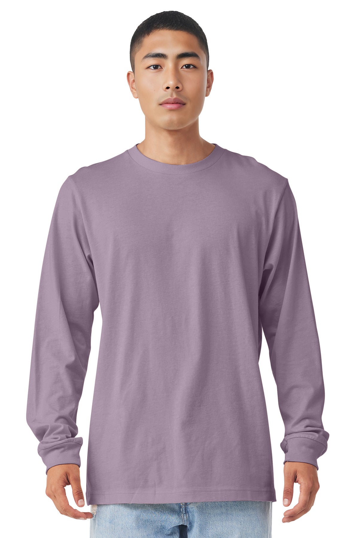 Custom Light Violet Unisex Jersey Long Sleeve Tee BC3501, personalized by SanCanDo Swag in Argyle, TX