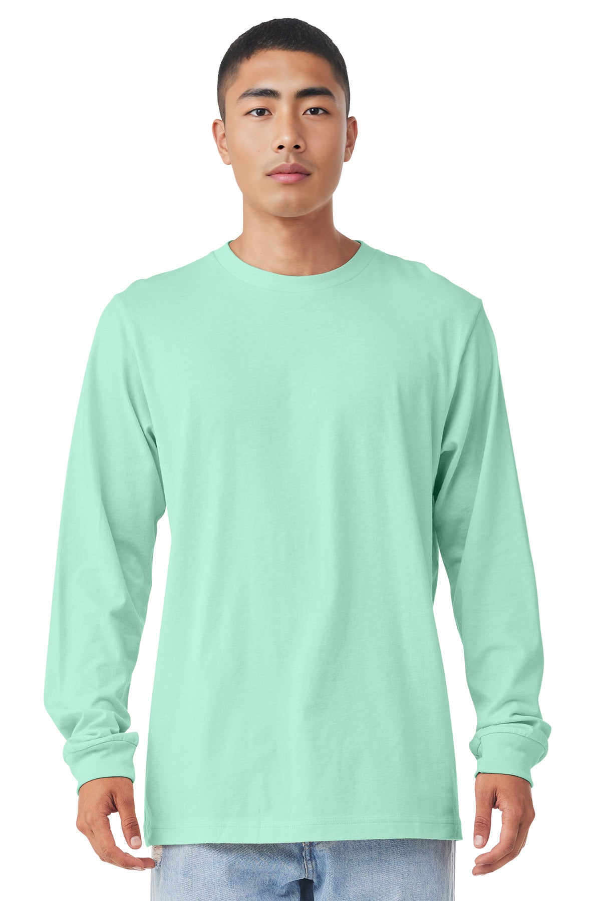 Custom Mint Unisex Jersey Long Sleeve Tee BC3501, personalized by SanCanDo Swag in Argyle, TX