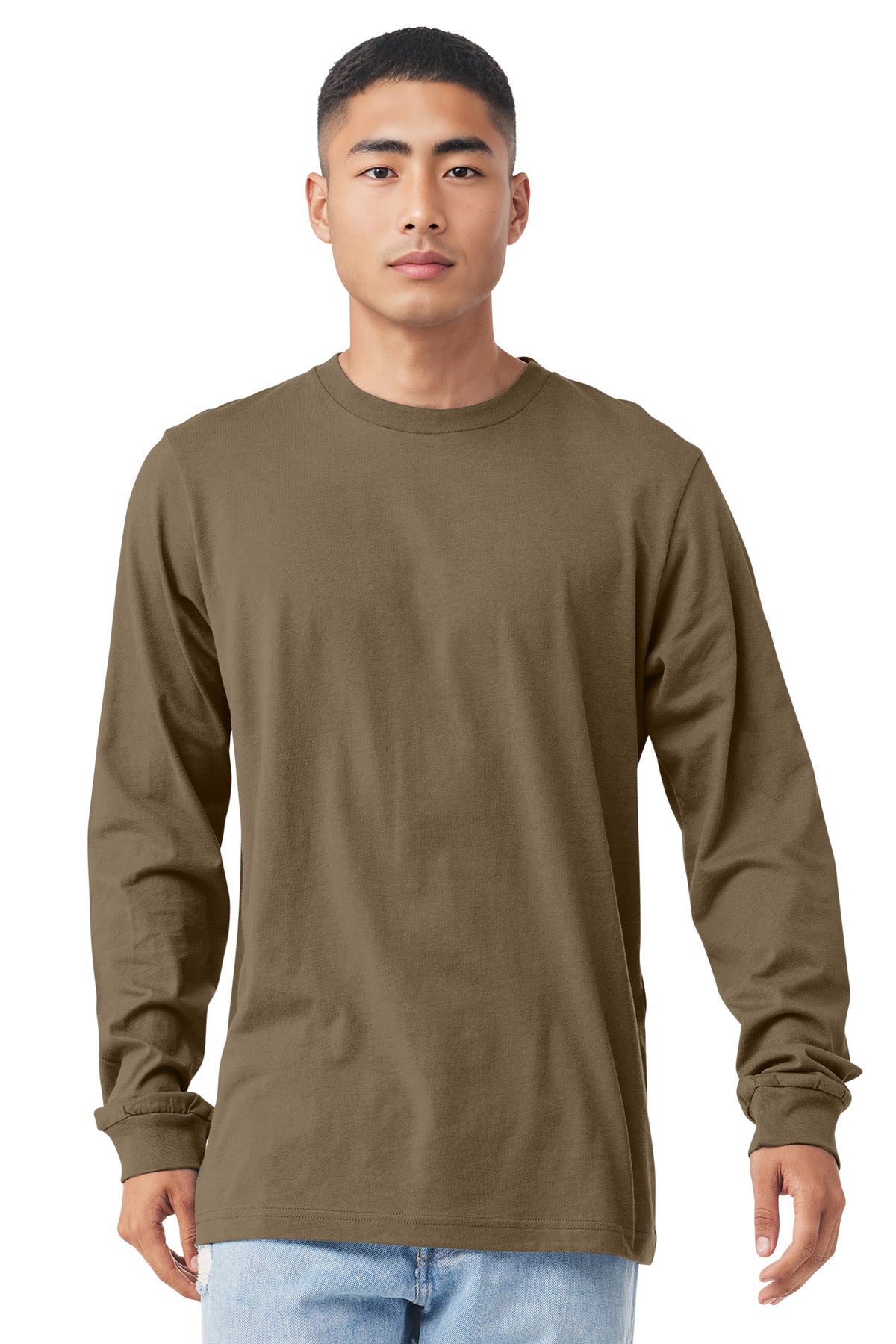 Custom Vintage Brown Unisex Jersey Long Sleeve Tee BC3501, personalized by SanCanDo Swag in Argyle, TX