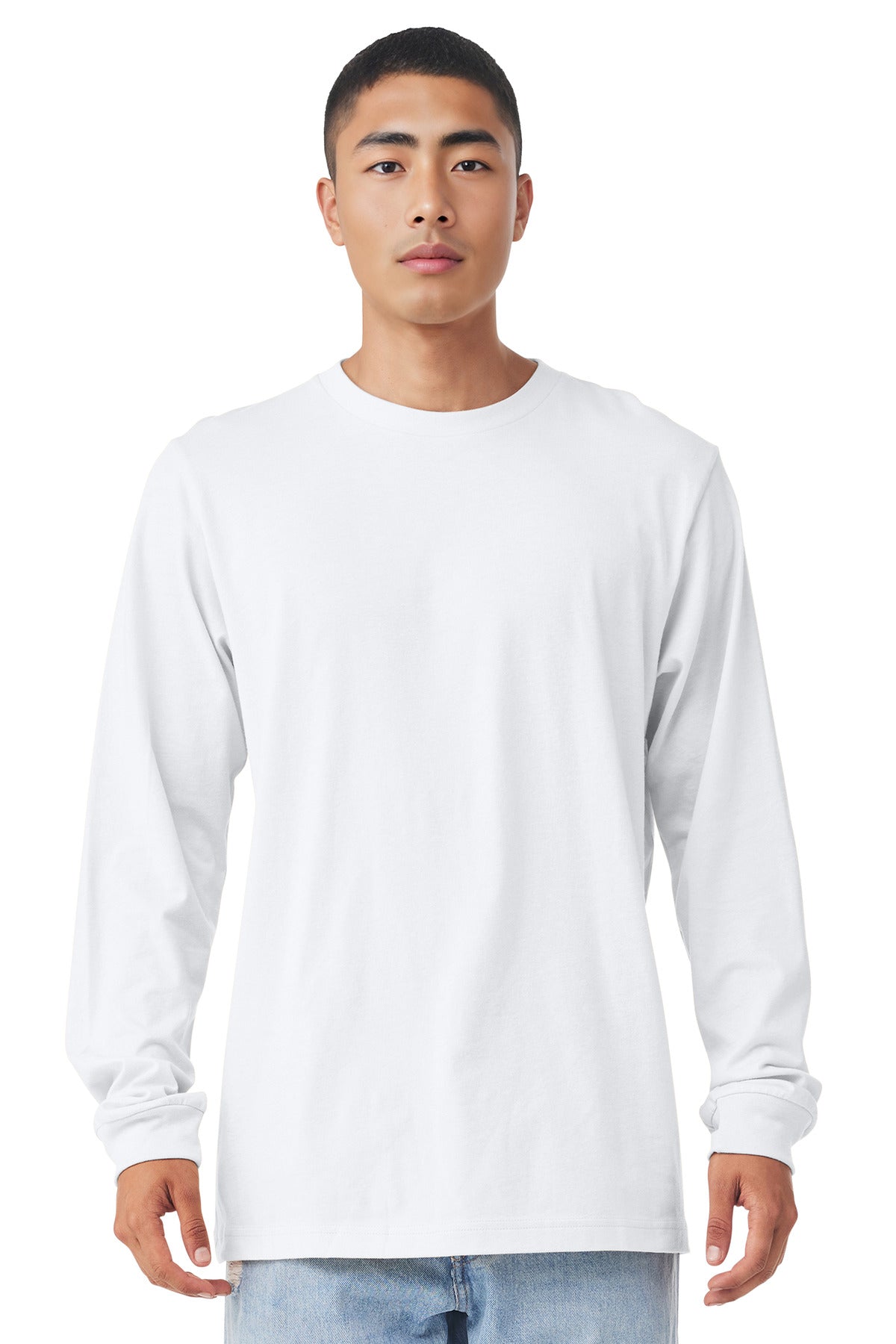 Custom White Unisex Jersey Long Sleeve Tee BC3501, personalized by SanCanDo Swag in Argyle, TX