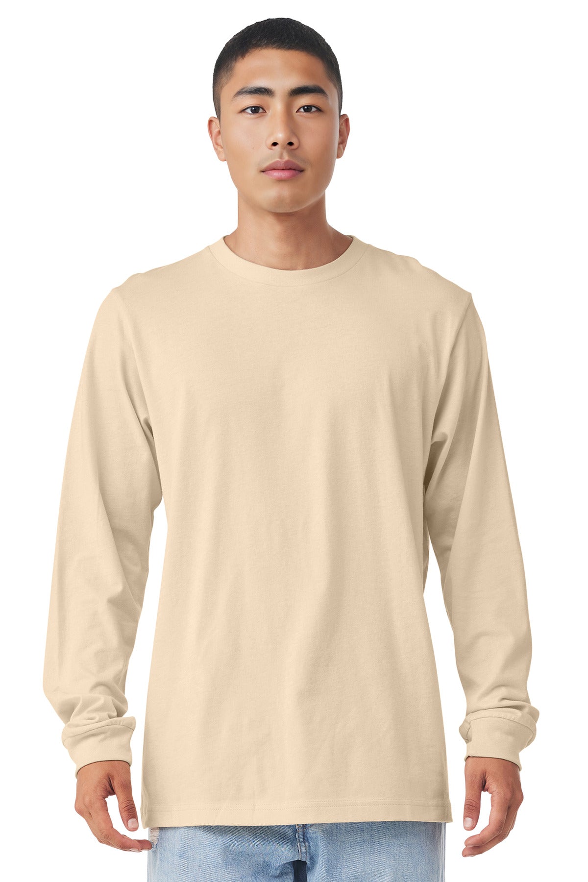 Custom Soft Cream Unisex Jersey Long Sleeve Tee BC3501, personalized by SanCanDo Swag in Argyle, TX
