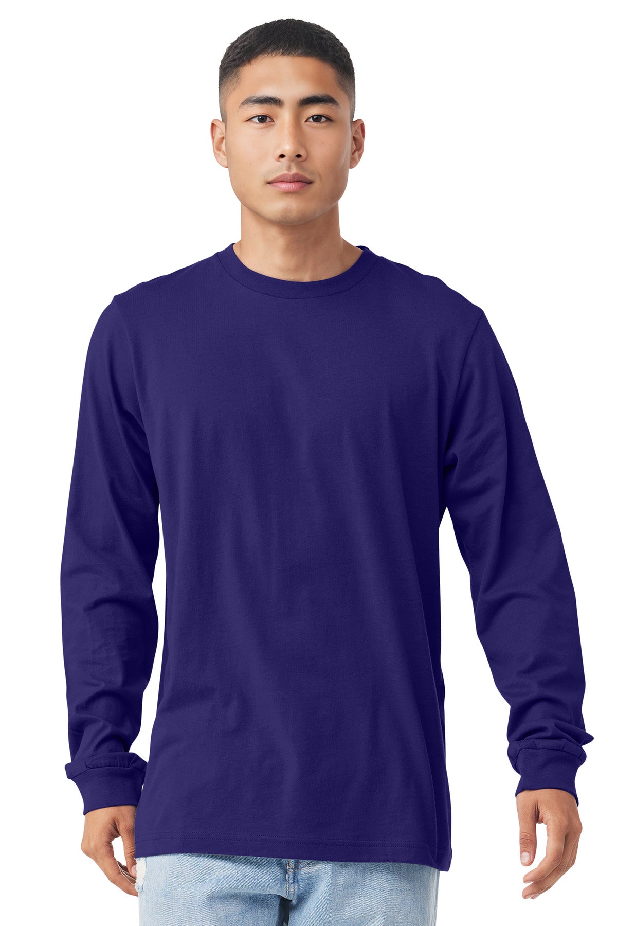 Custom Team Purple Unisex Jersey Long Sleeve Tee BC3501, personalized by SanCanDo Swag in Argyle, TX