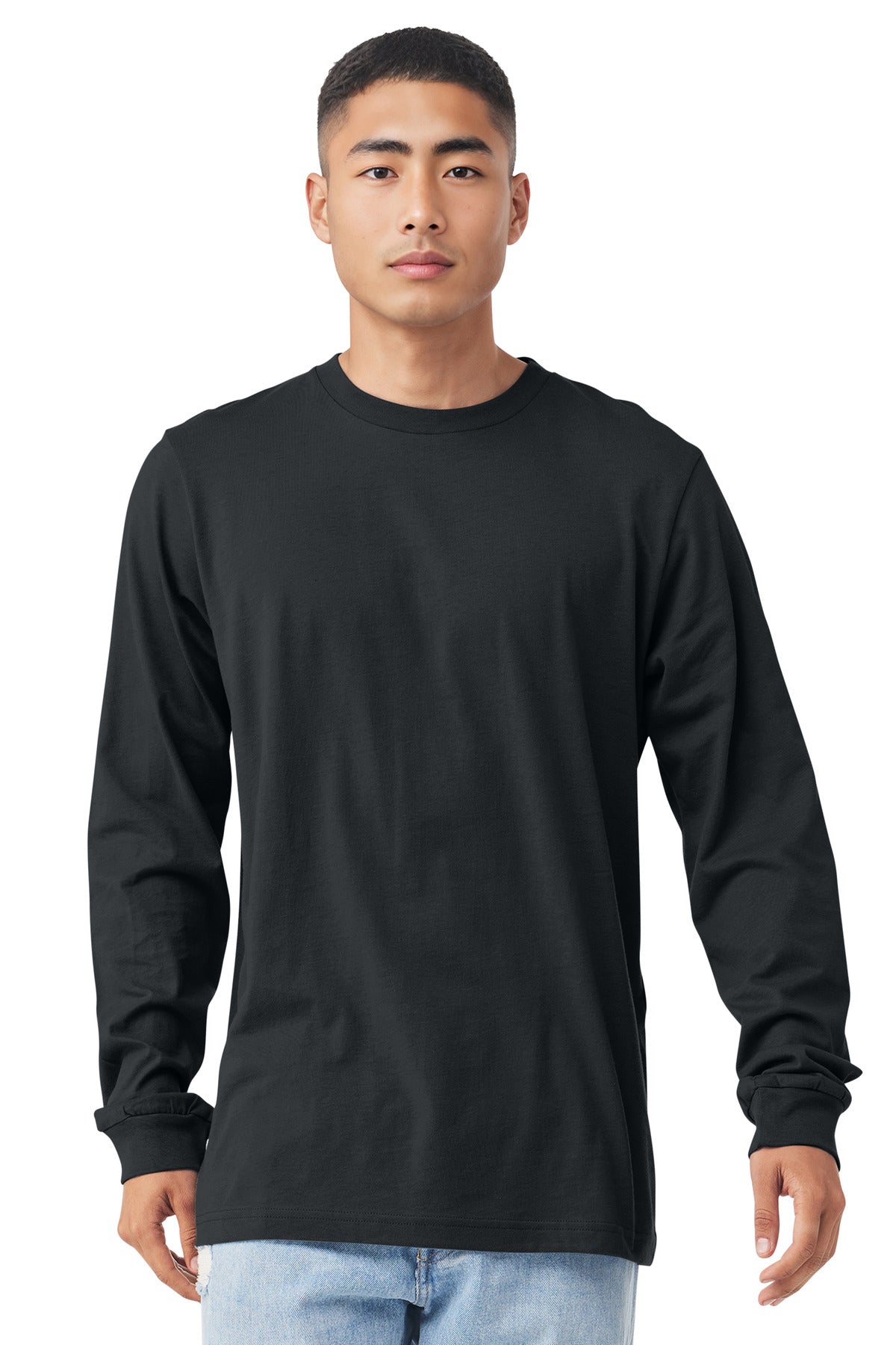 Custom Dark Grey Unisex Jersey Long Sleeve Tee BC3501, personalized by SanCanDo Swag in Argyle, TX